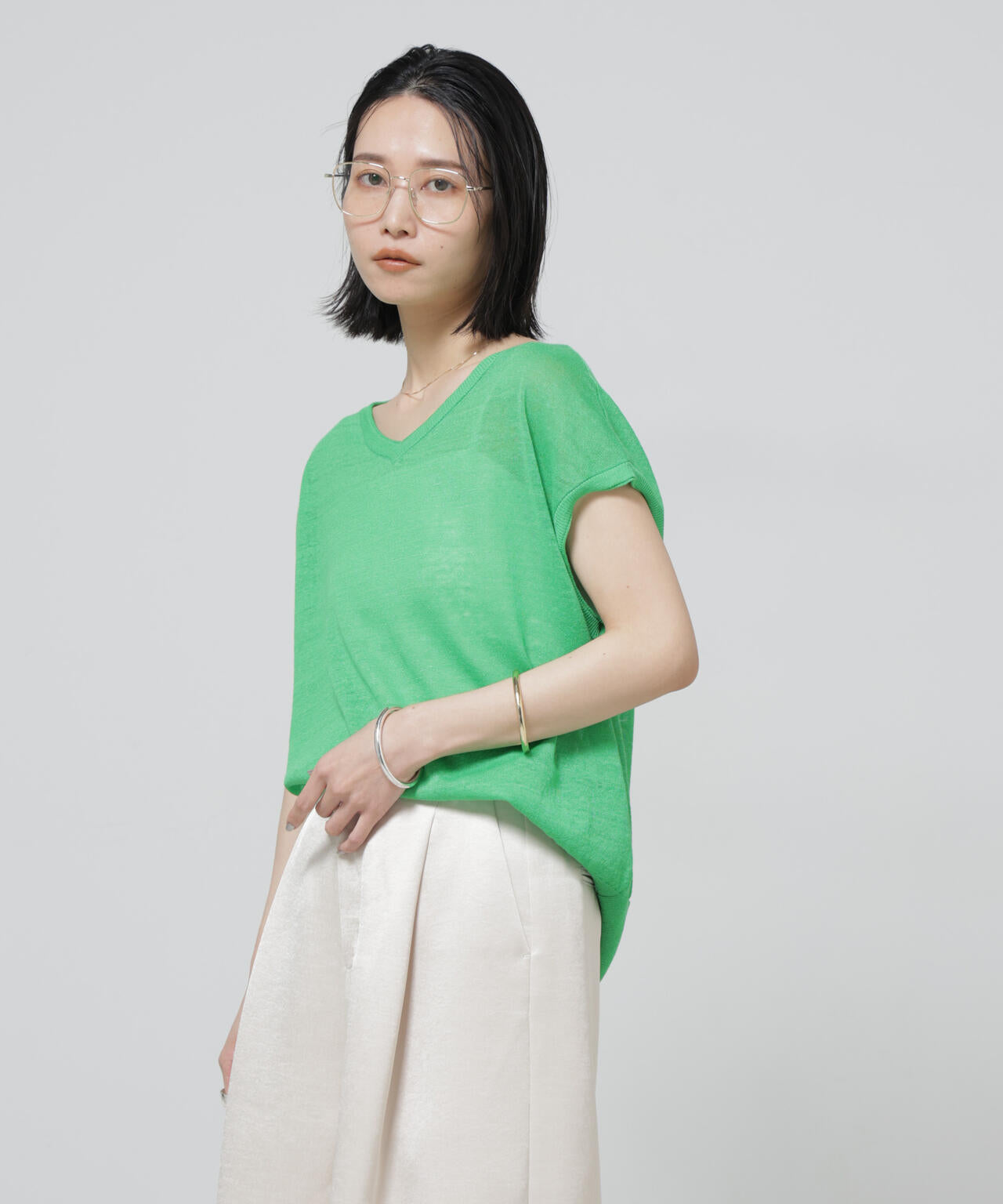 European Flax 2wayフレンチスリーブニット 6696122318