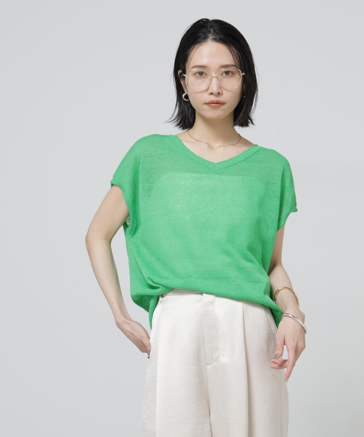 European Flax 2wayフレンチスリーブニット 6696122318