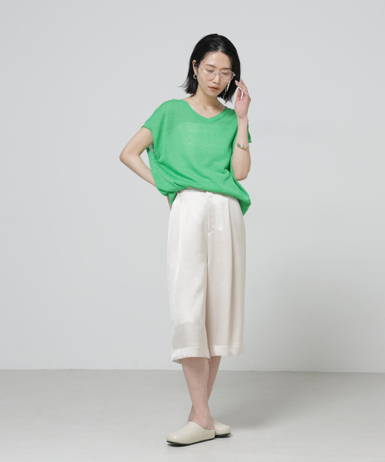 European Flax 2way フレンチスリーブ ニット