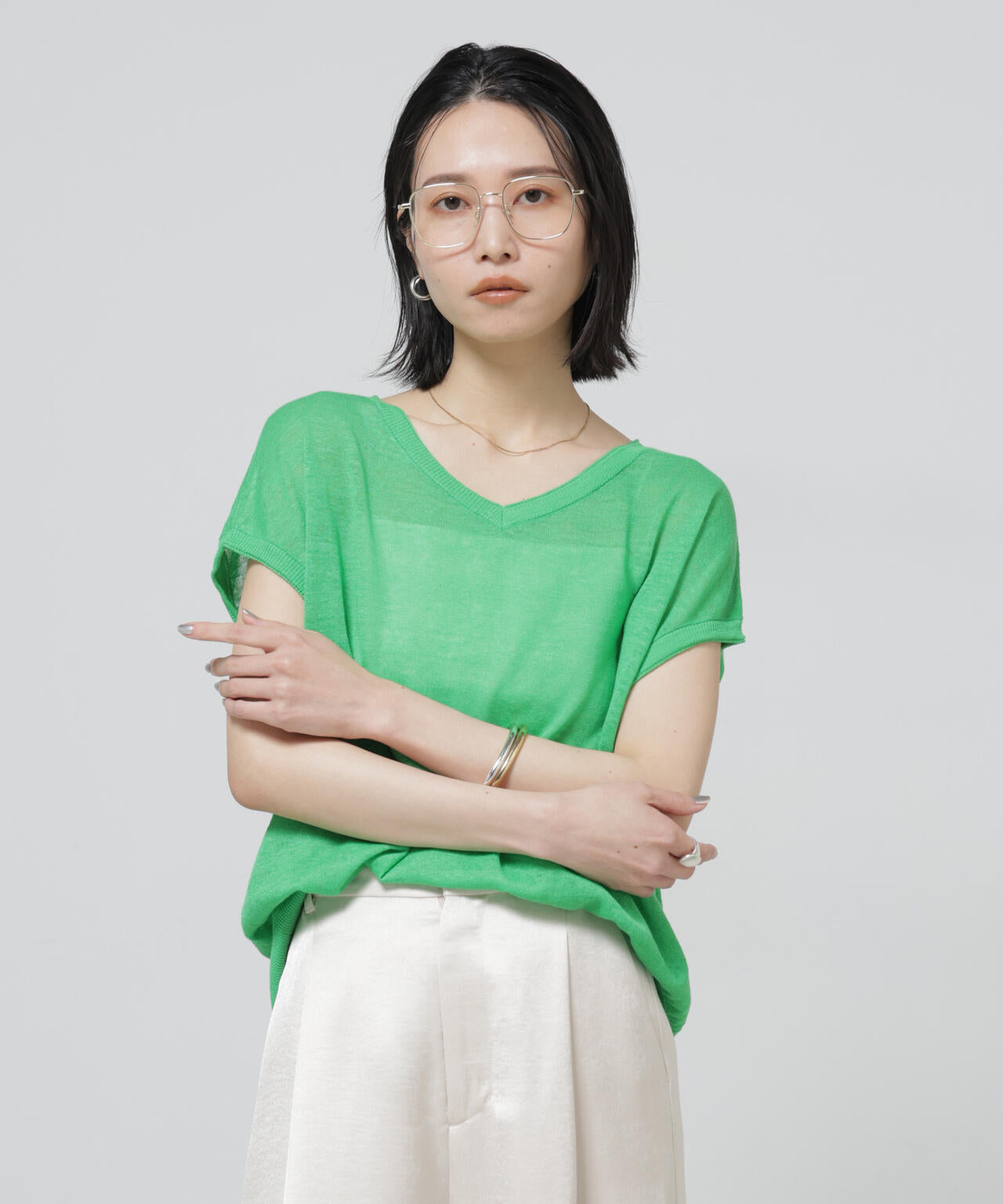 European Flax 2wayフレンチスリーブニット