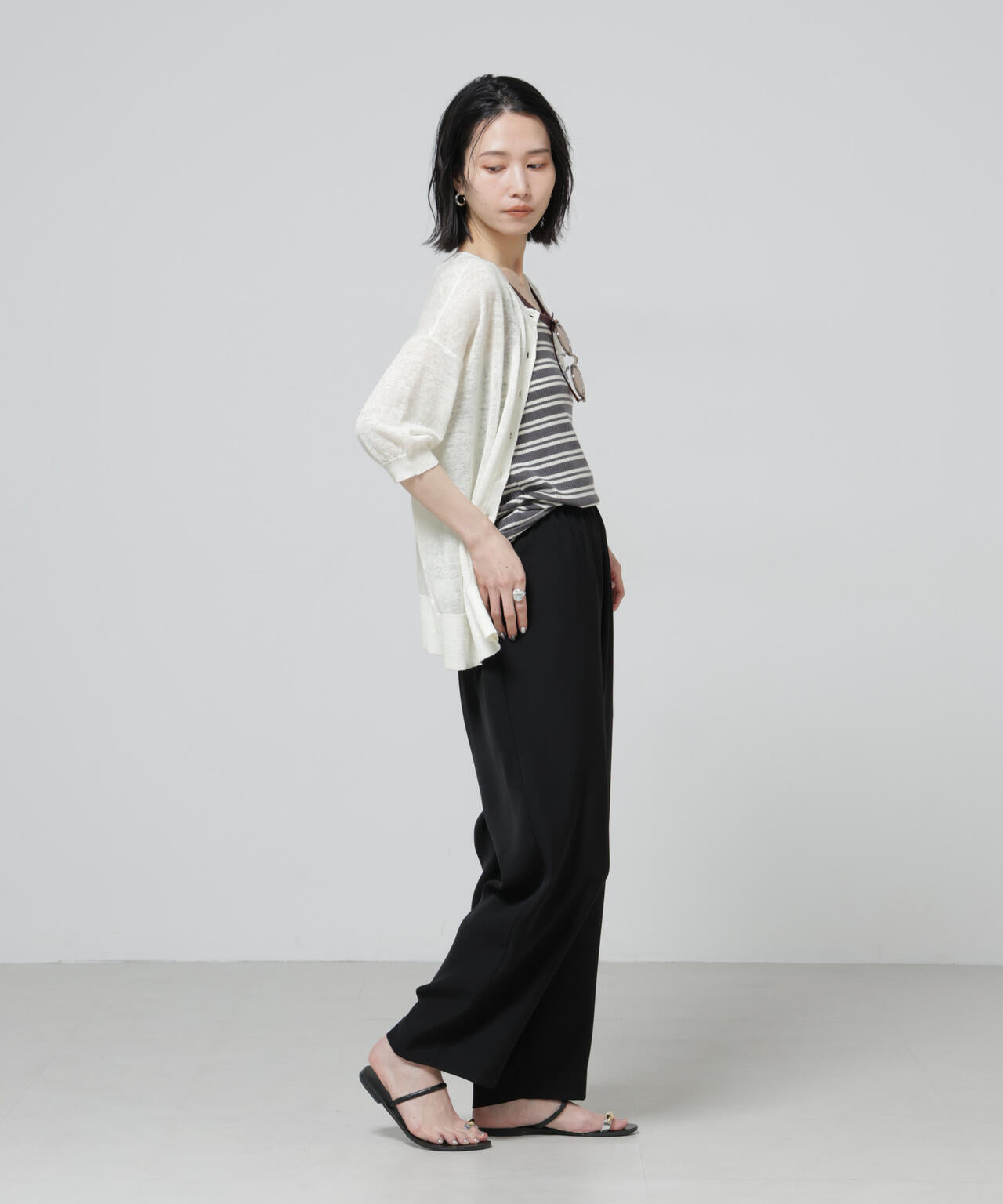 European Flax 2way オーバー ニット トップス