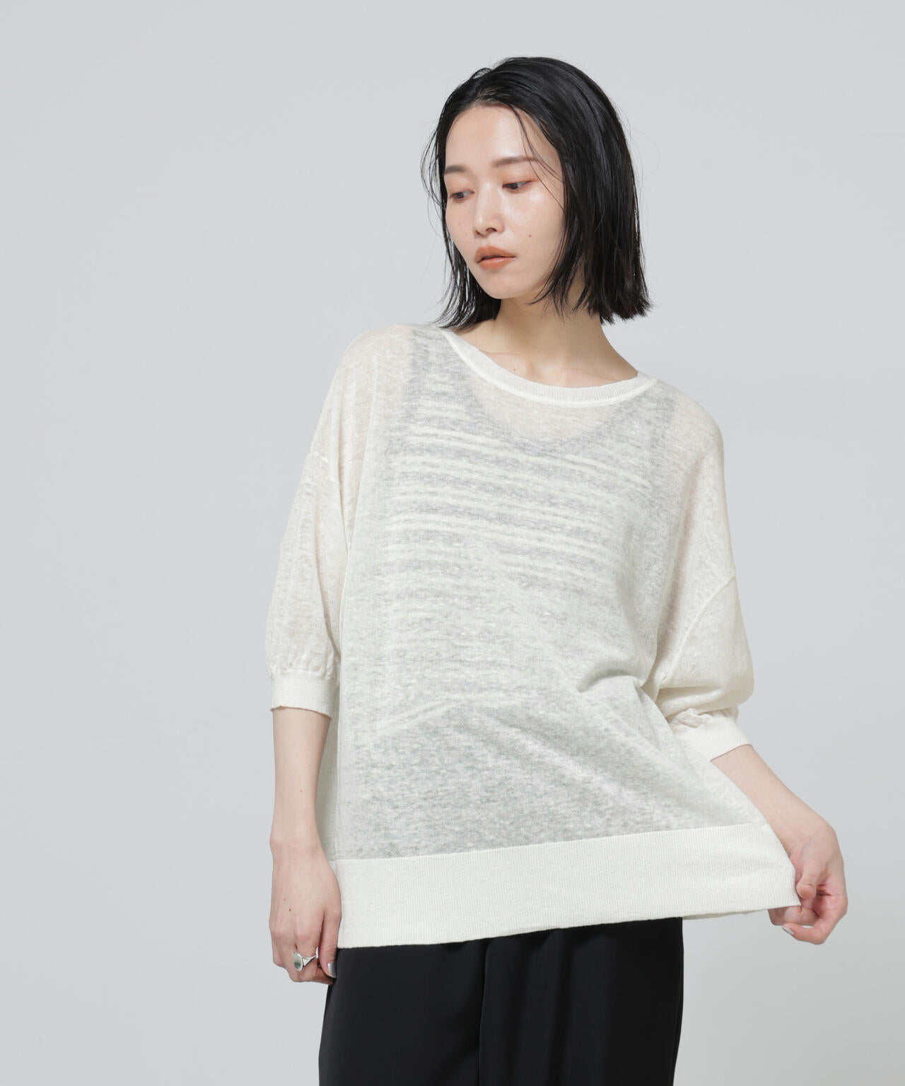 European Flax 2wayオーバーニットトップス 6696122319