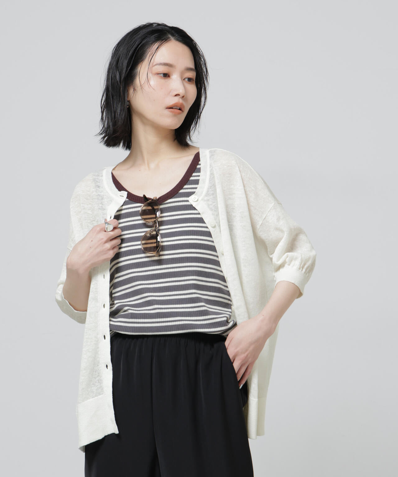 European Flax 2way オーバー ニット トップス