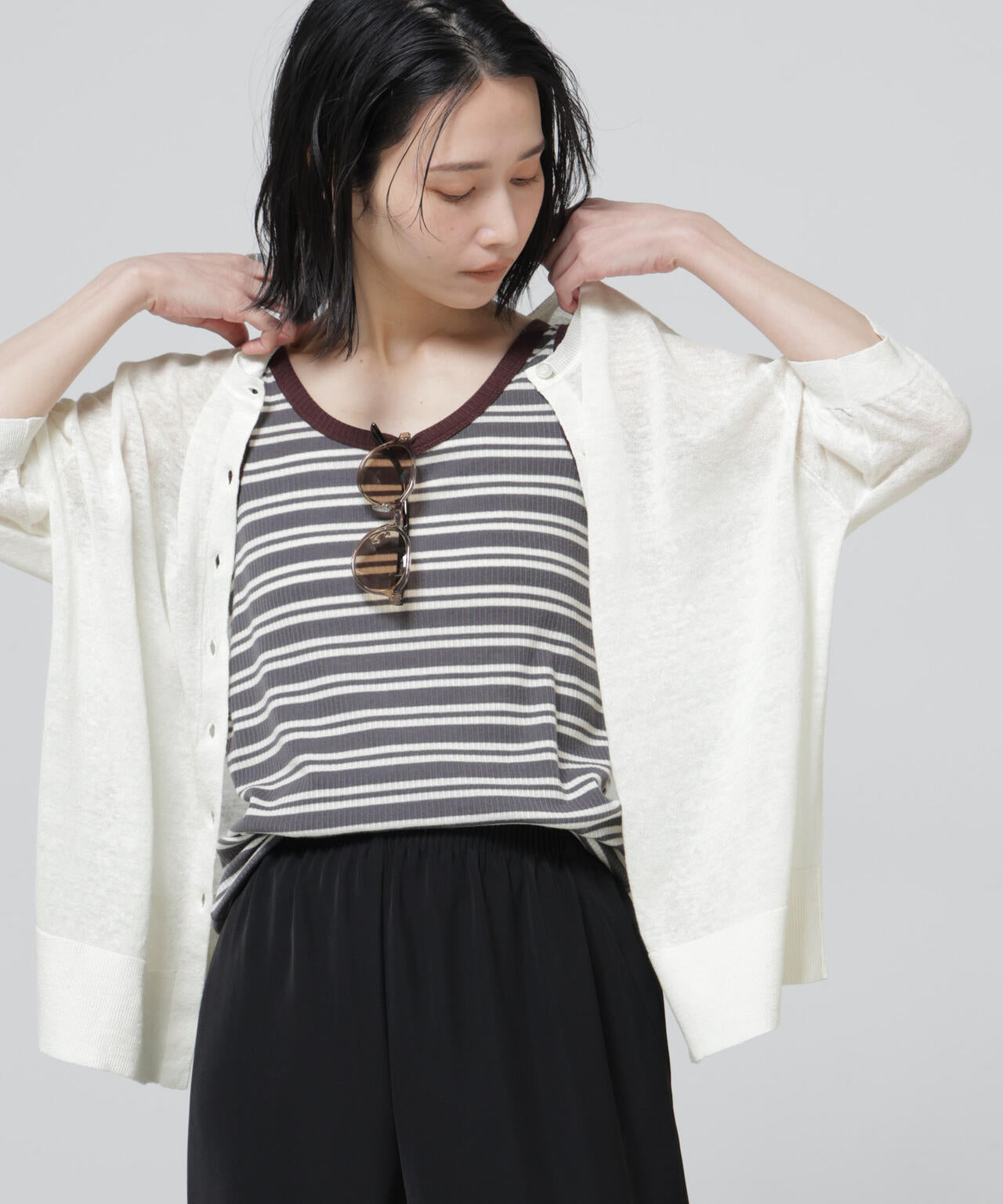 European Flax 2wayオーバーニットトップス