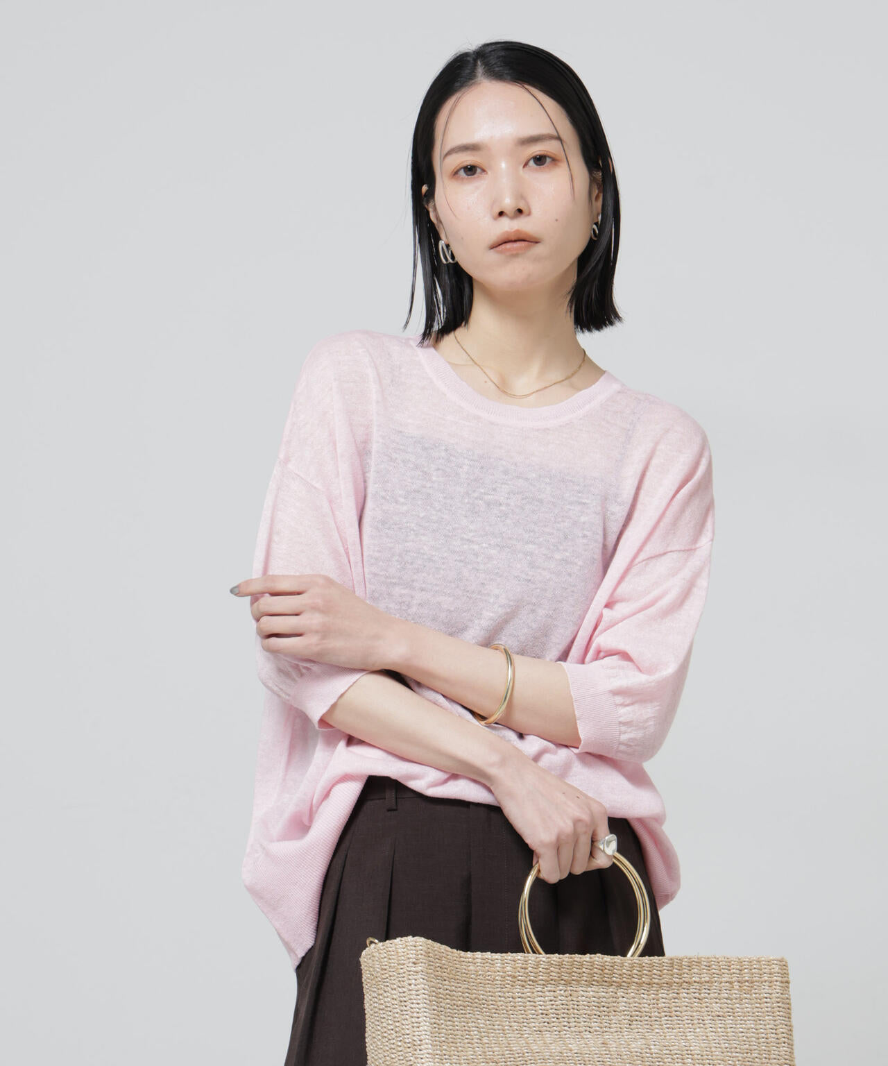 European Flax 2way オーバー ニット トップス