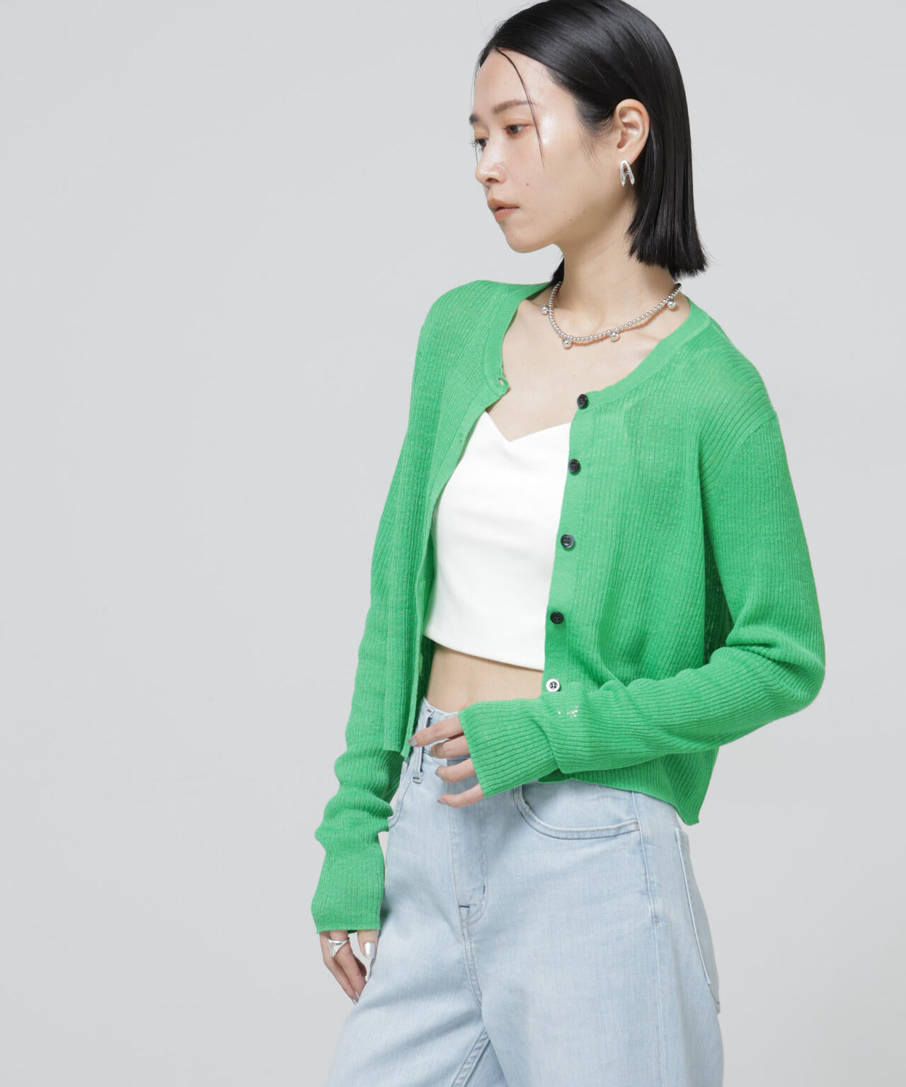 European Flax リブカーディガン 6696122320