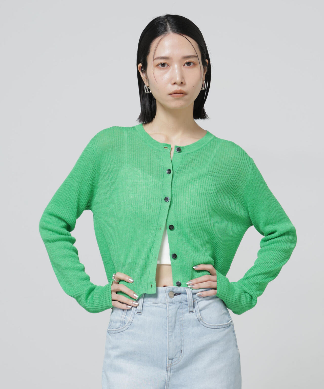 European Flax リブカーディガン 6696122320