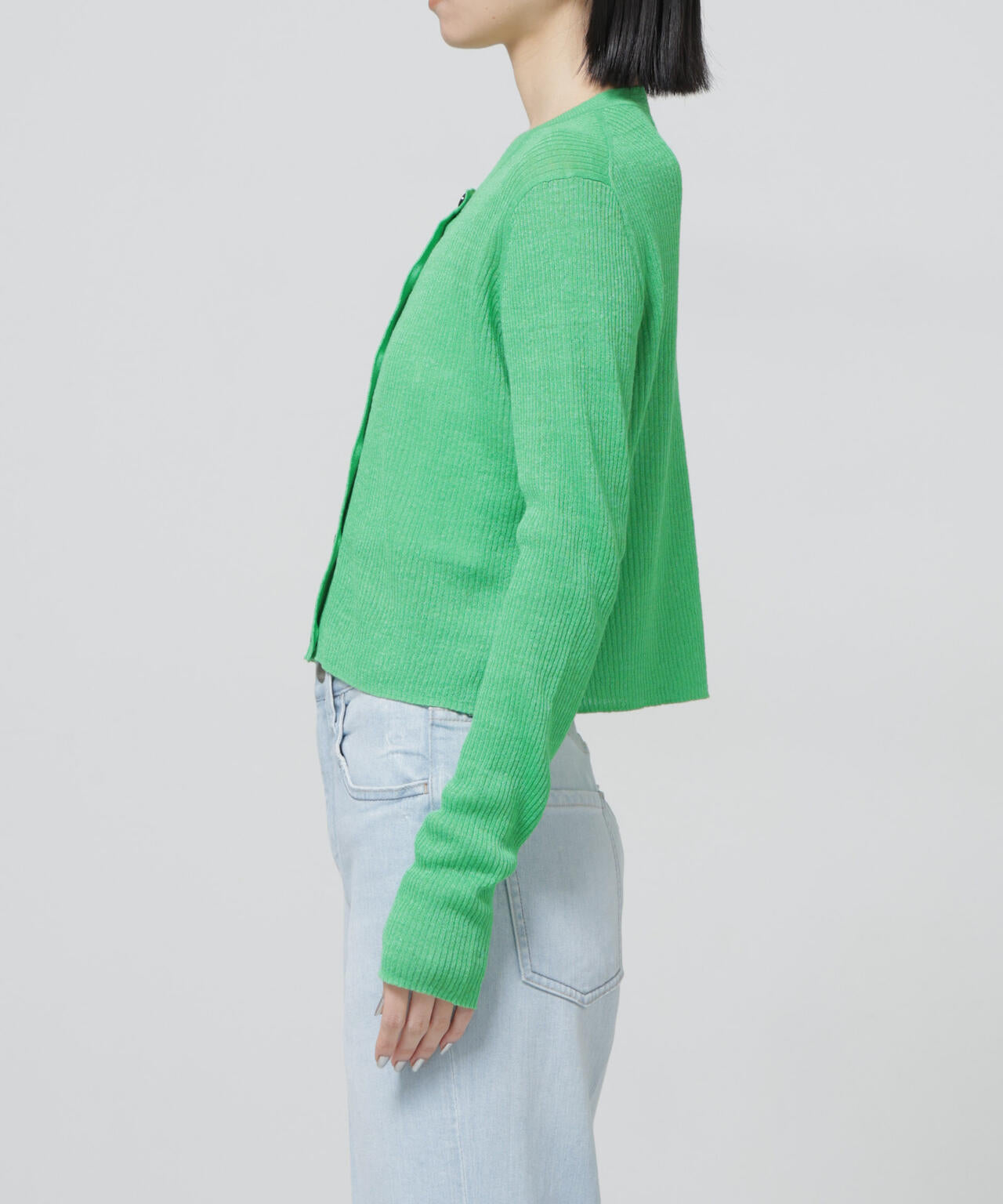 European Flax リブ カーディガン