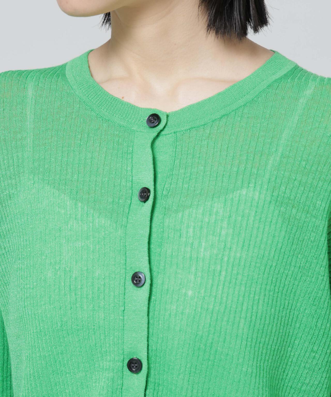 European Flax リブ カーディガン