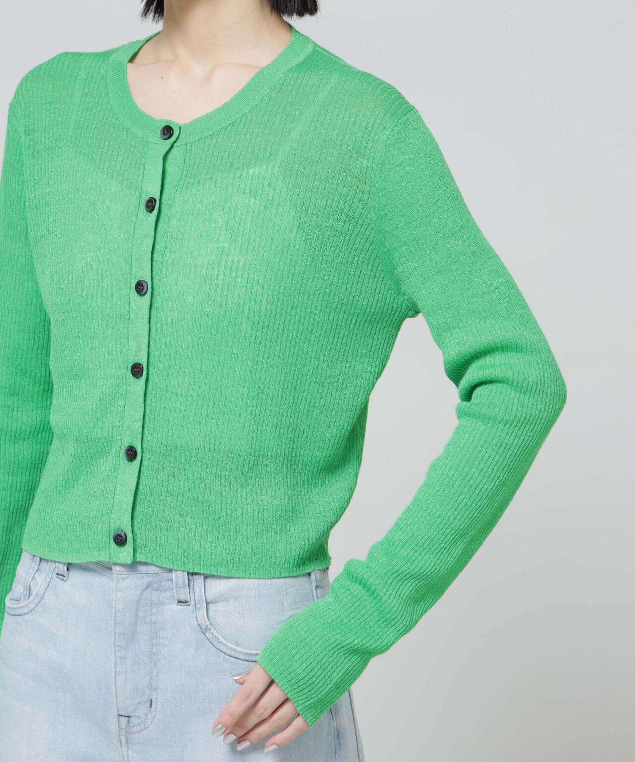 European Flax リブ カーディガン