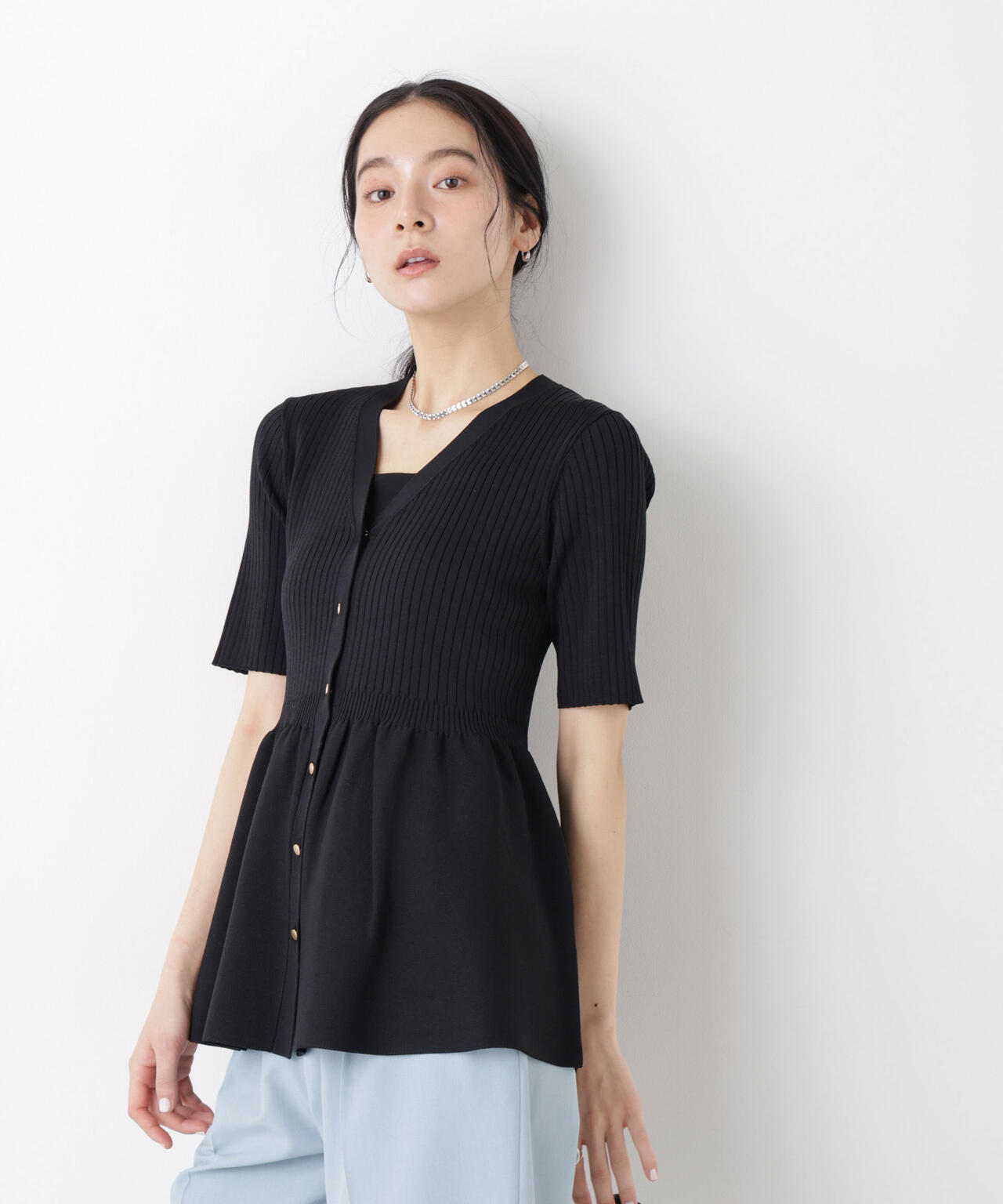 SUMMER VEIL KNIT ペプラム ニットカーディガン
