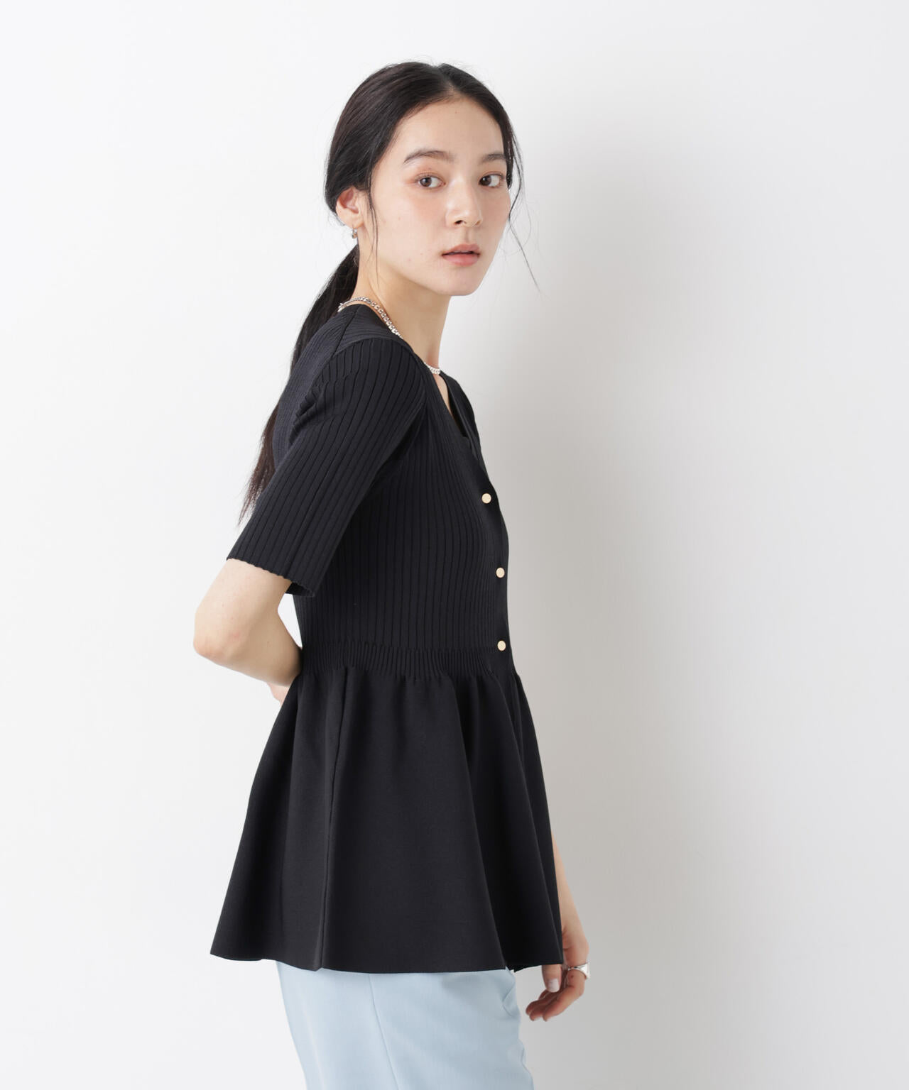 SUMMER VEIL KNIT ペプラム ニットカーディガン
