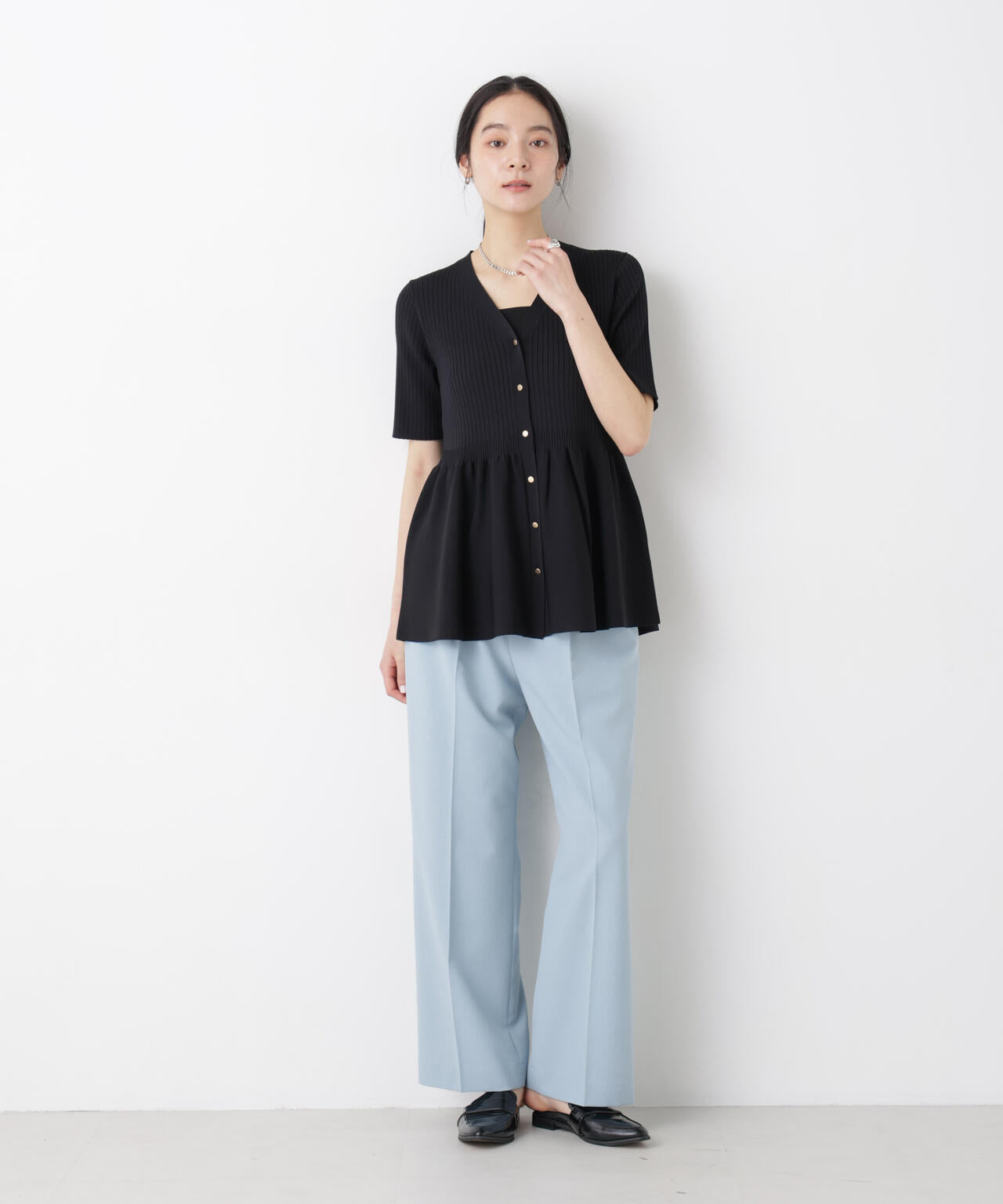 SUMMER VEIL KNIT ペプラム ニットカーディガン