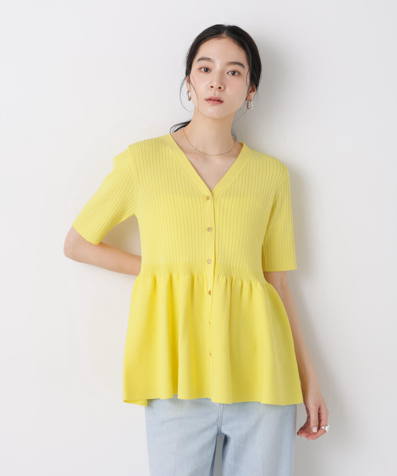 SUMMER VEIL KNIT ペプラム ニットカーディガン