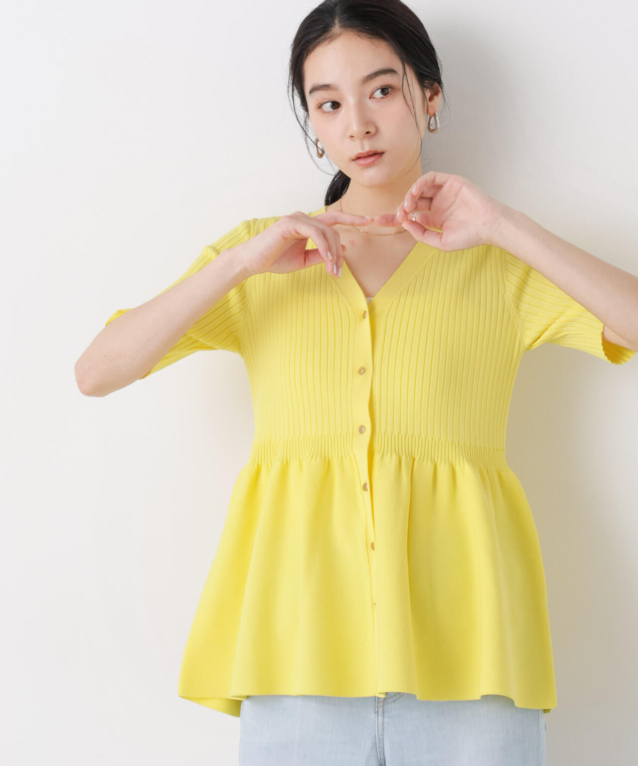 SUMMER VEIL KNIT ペプラム ニットカーディガン