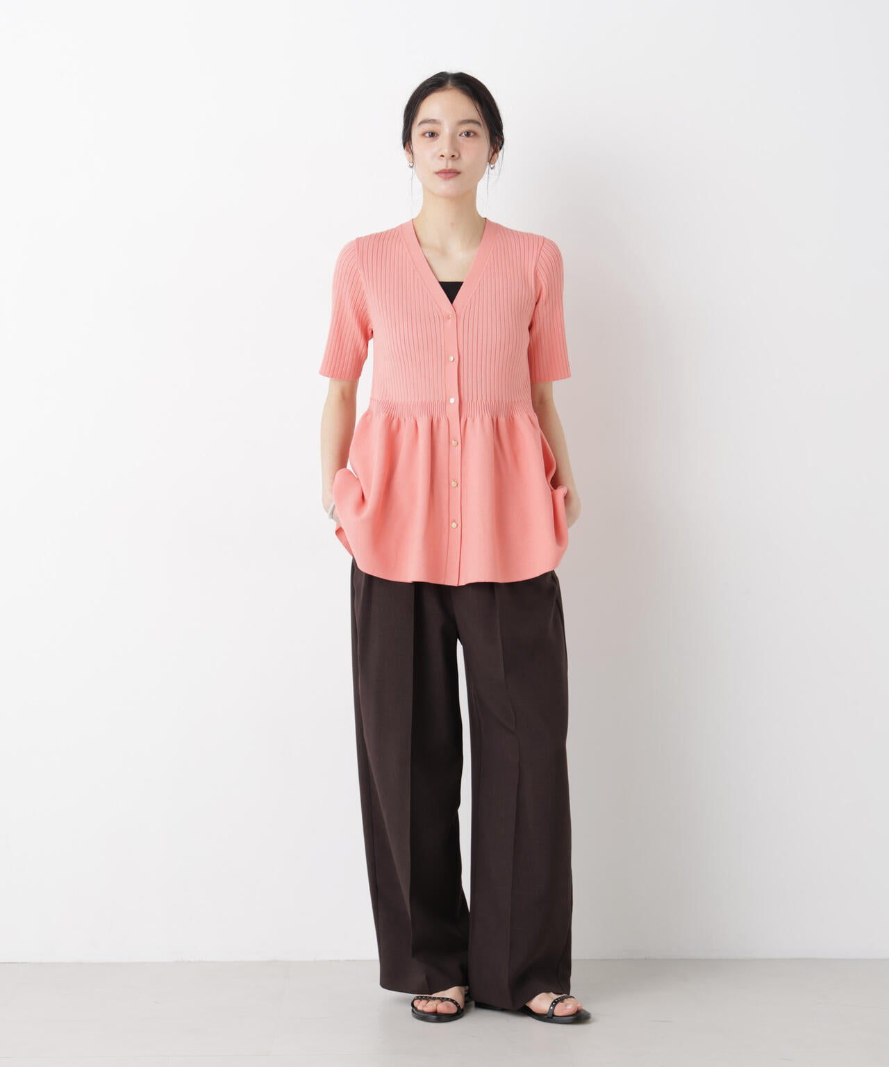 SUMMER VEIL KNIT ペプラム ニットカーディガン