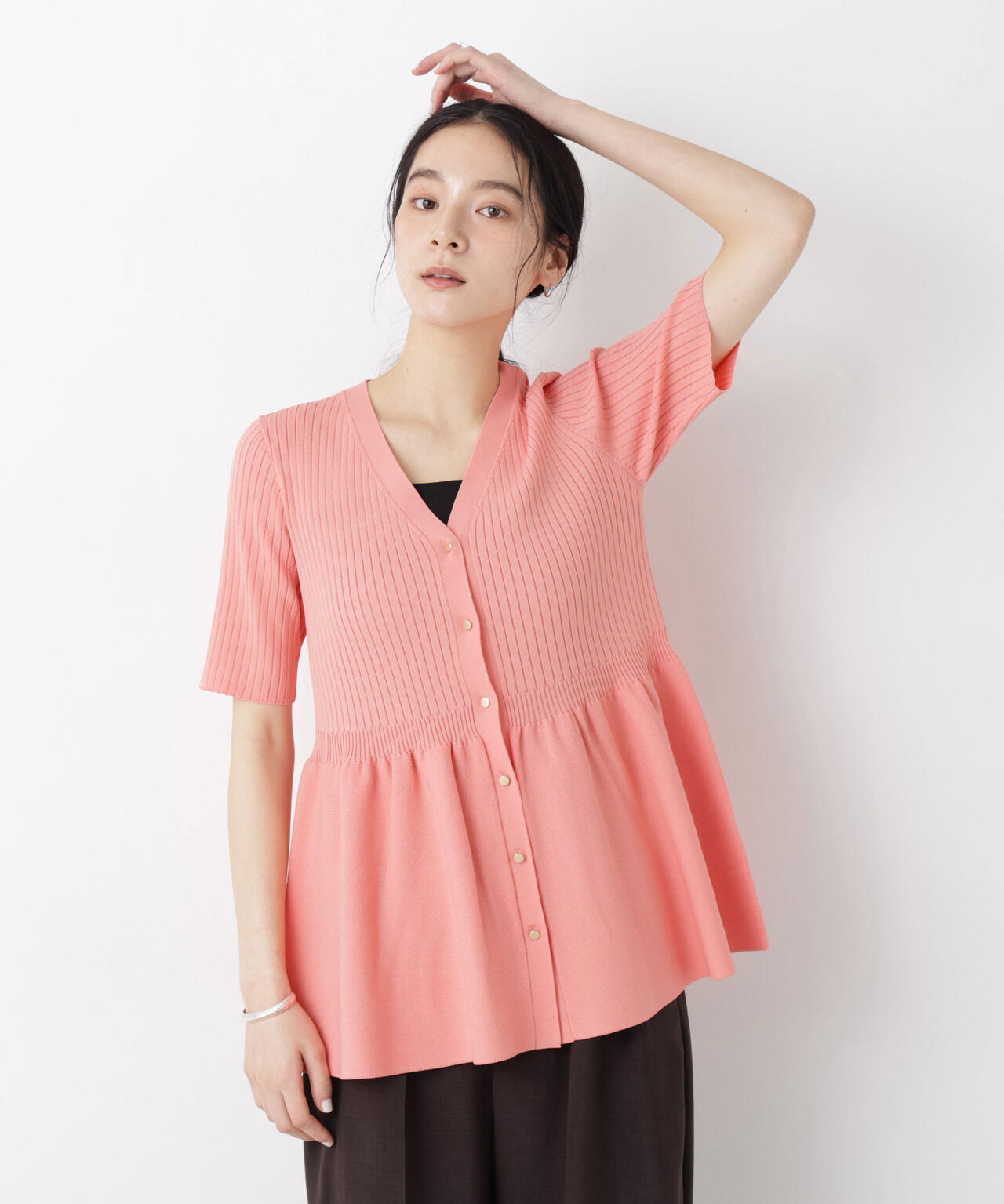 SUMMER VEIL KNIT ペプラム ニットカーディガン