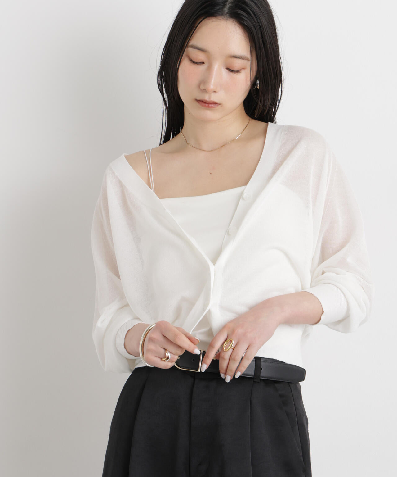 168cm　B:80 W:61 H:88 着用サイズ：F