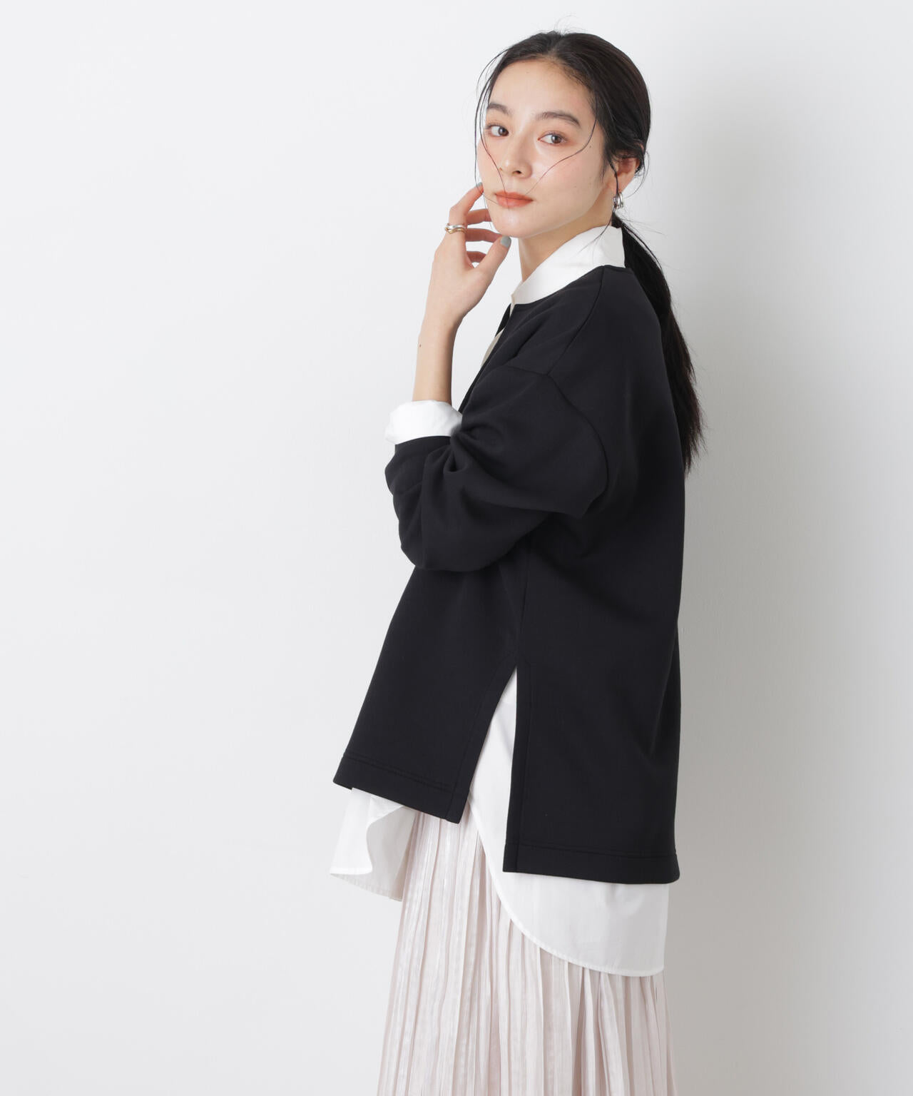 ダンボールカット キーネック スリット トップス