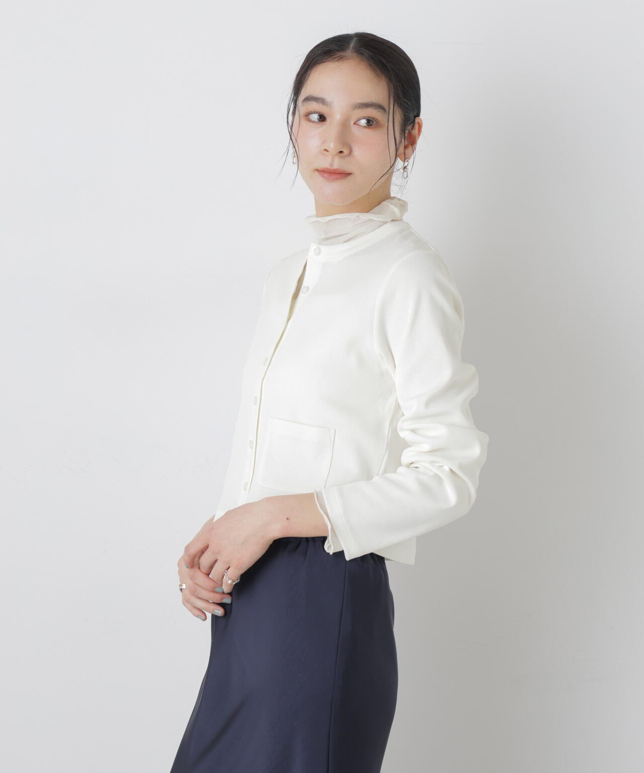 強撚コットンコンパクトカーディガン 6696123302