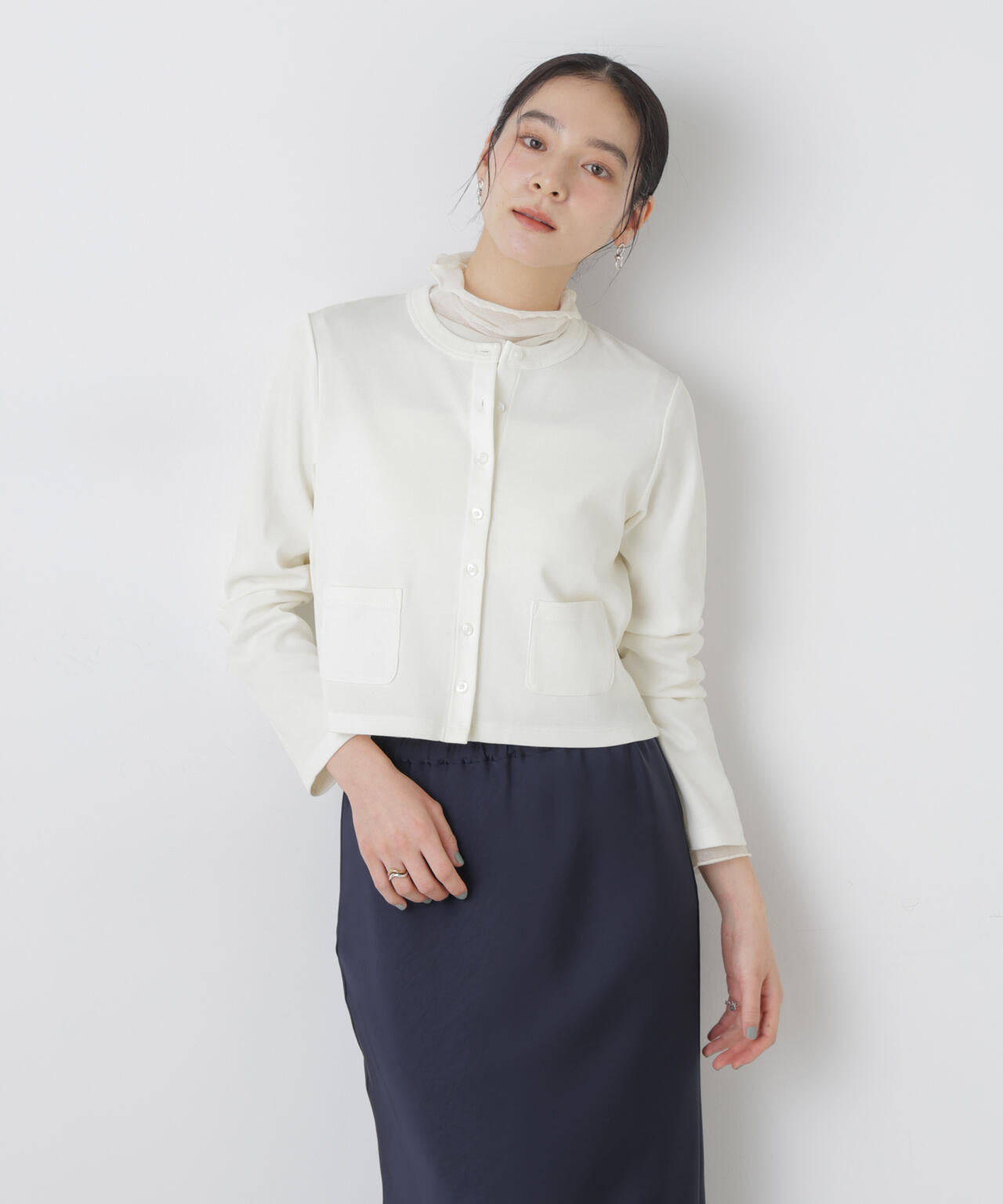 強撚コットンコンパクトカーディガン 6696123302