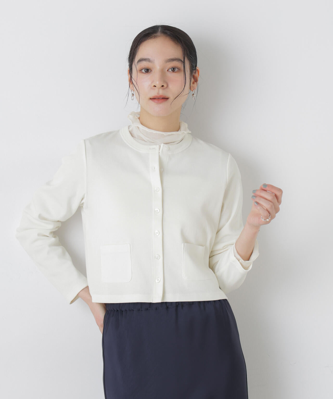 強撚コットンコンパクトカーディガン 6696123302