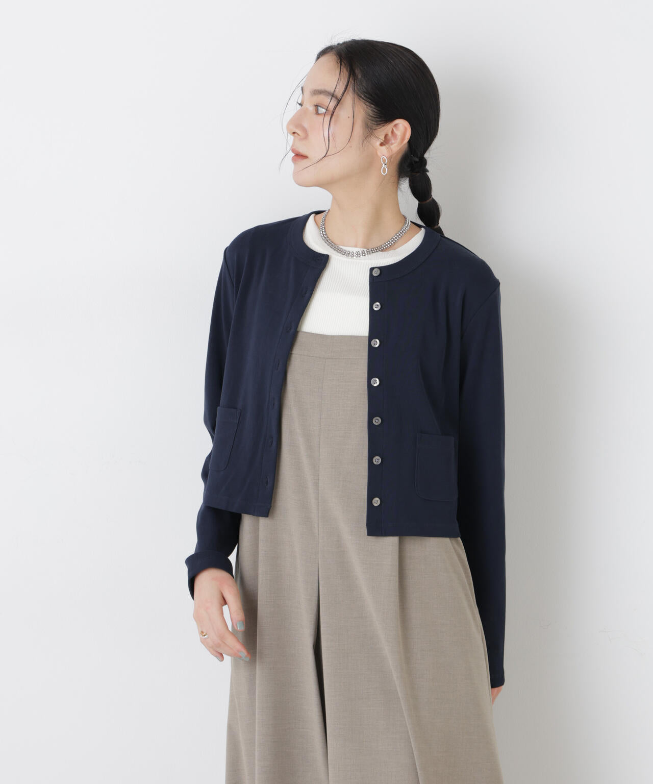 強撚コットンコンパクトカーディガン 6696123302