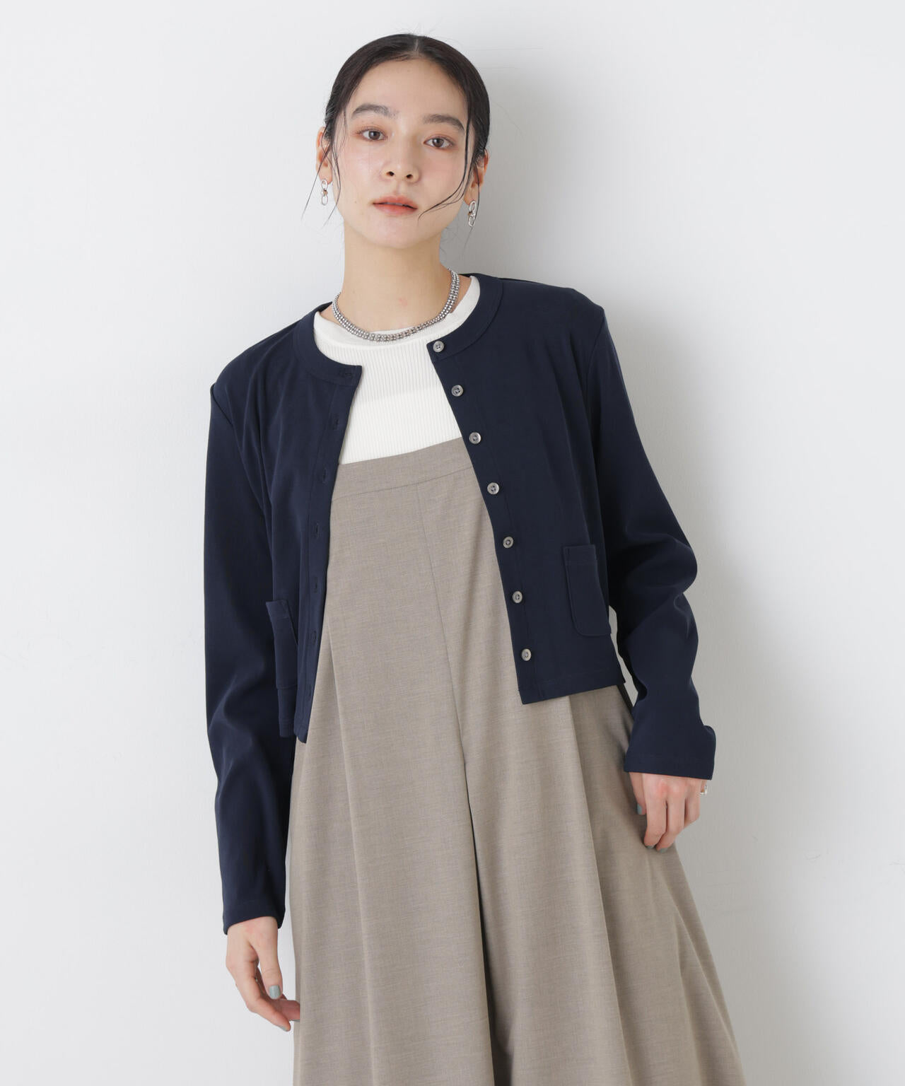 強撚コットンコンパクトカーディガン