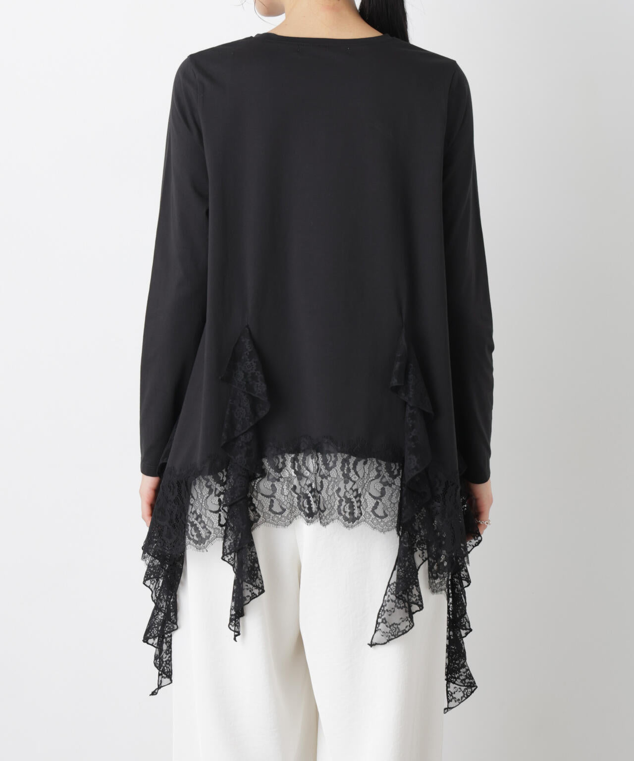 レースラッフルヘムカットトップス 6696123304