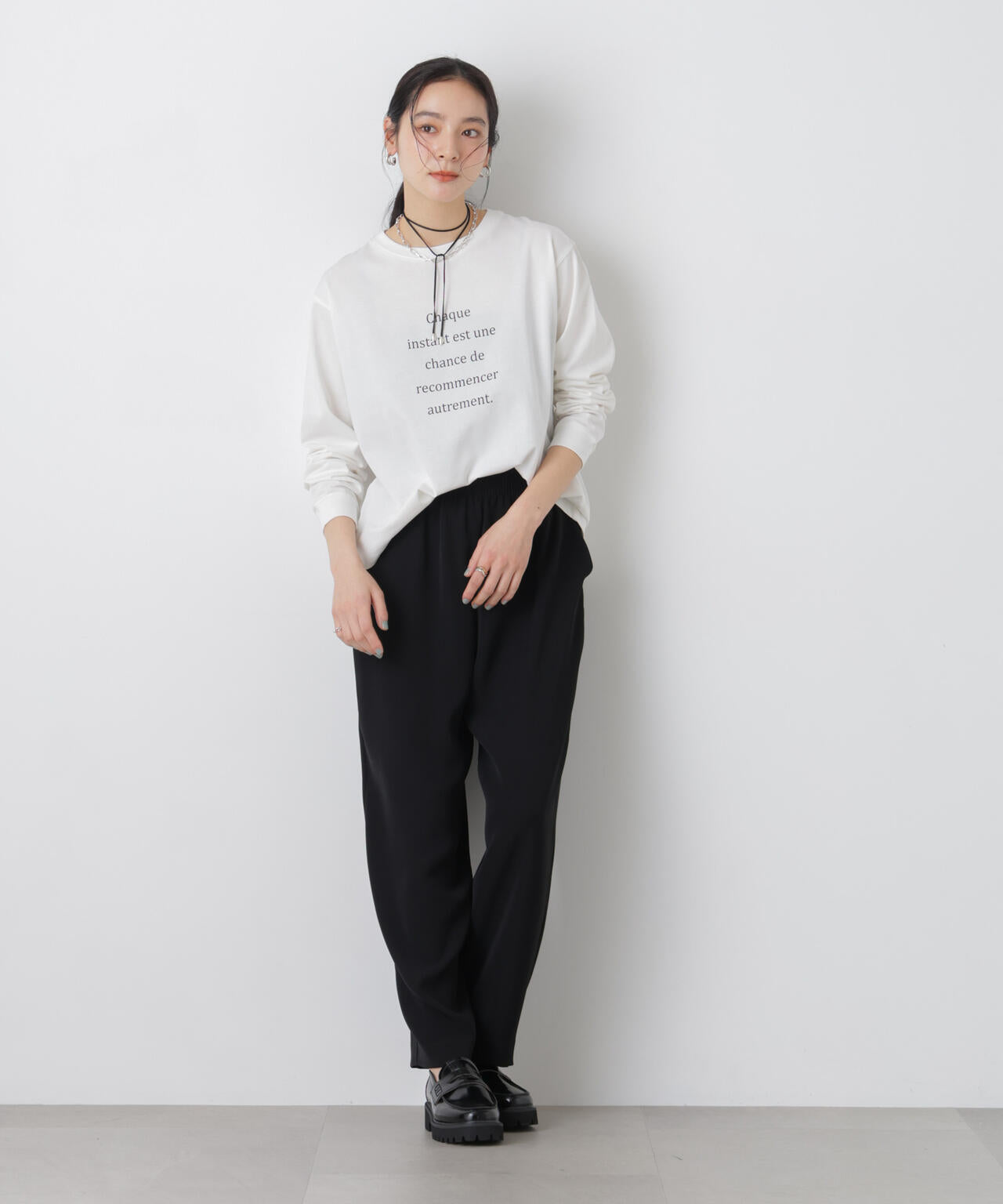 6(ROKU) ロゴプリントロングスリーブTシャツ 6(ROKU)＞LESS AND MORE ロングスリーブTシャツ（Tシャツ/カットソー