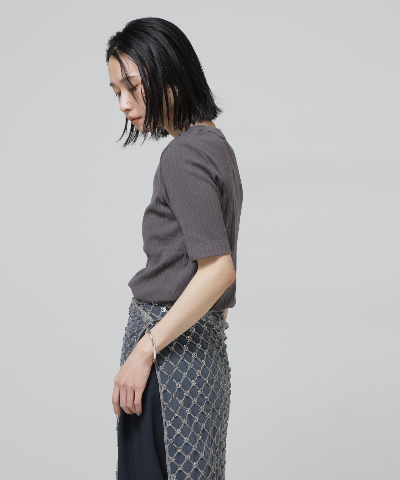 Anti Soaked(R) 汗染み防止クルーネックリブTシャツ 6696124304