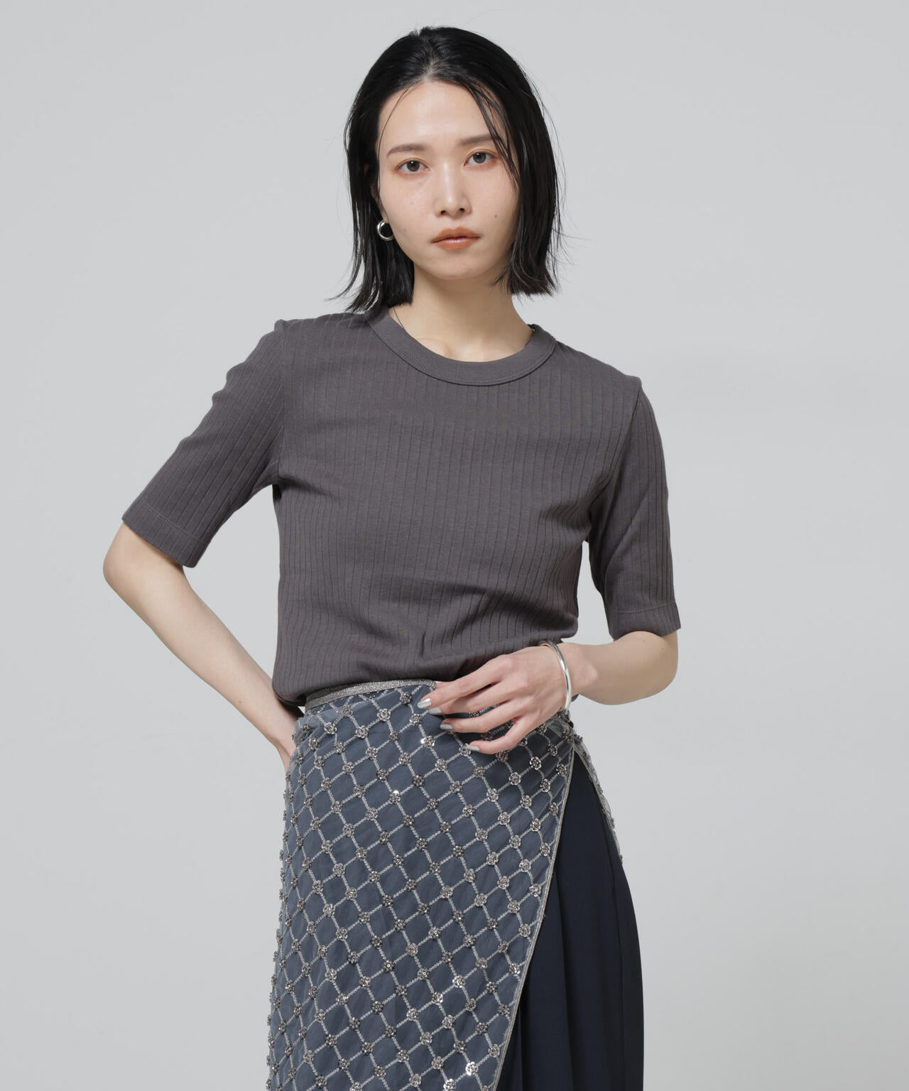 Anti Soaked(R) 汗染み防止クルーネックリブTシャツ 6696124304