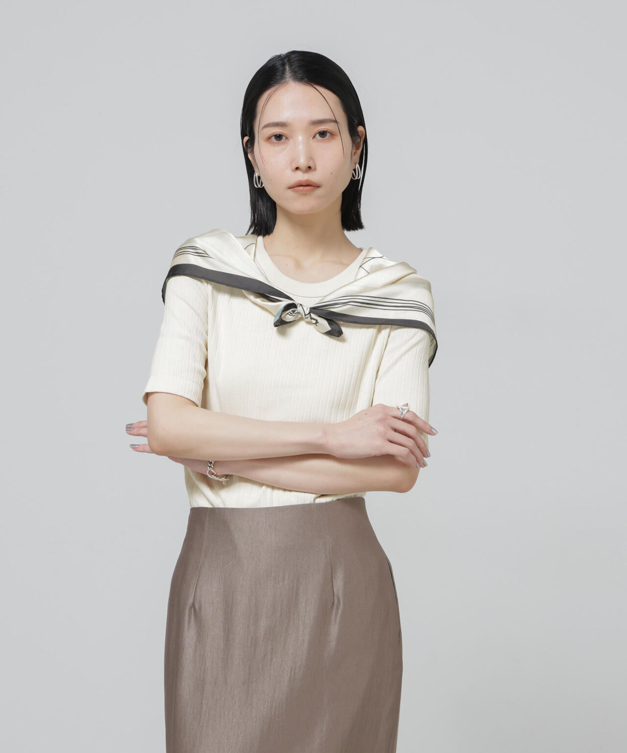 Anti Soaked(R) 汗染み防止クルーネックリブTシャツ 6696124304