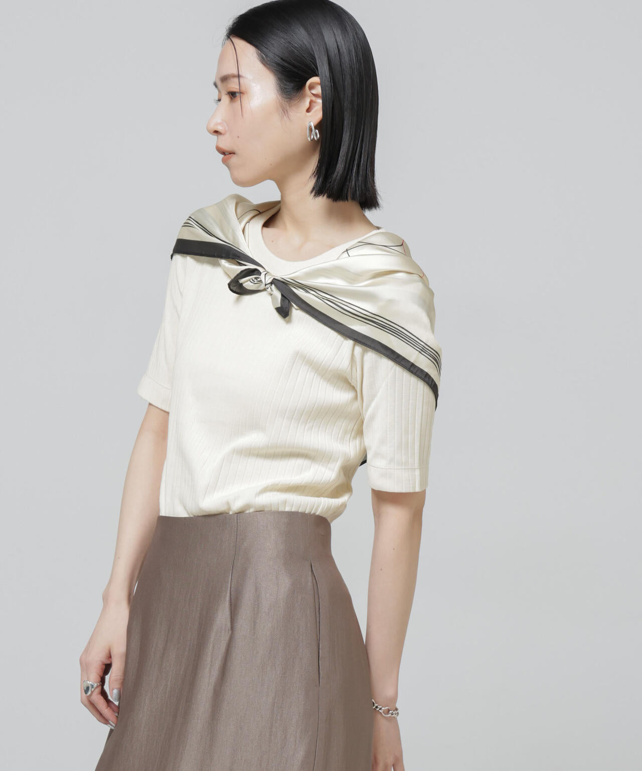 Anti Soaked(R) 汗染み防止クルーネックリブTシャツ 6696124304