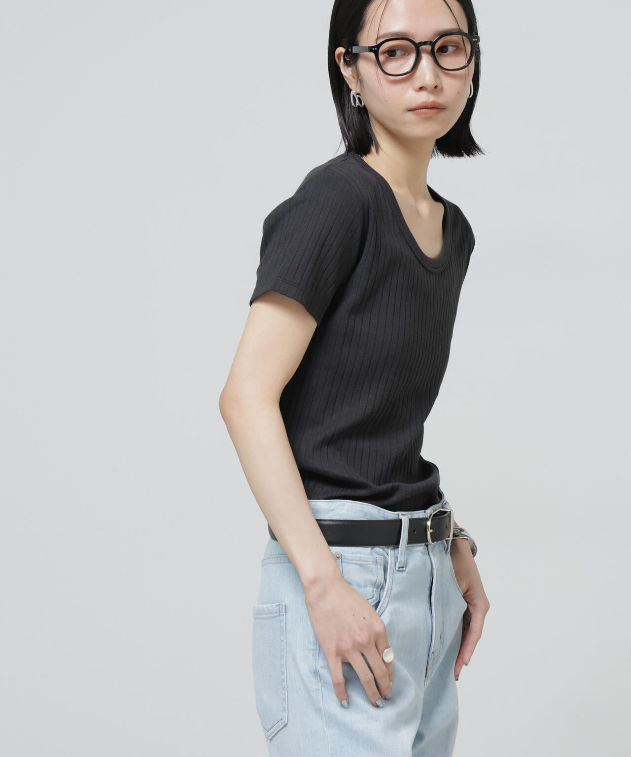 Anti Soaked(R) 汗染み防止コンパクトリブTシャツ 6696124305