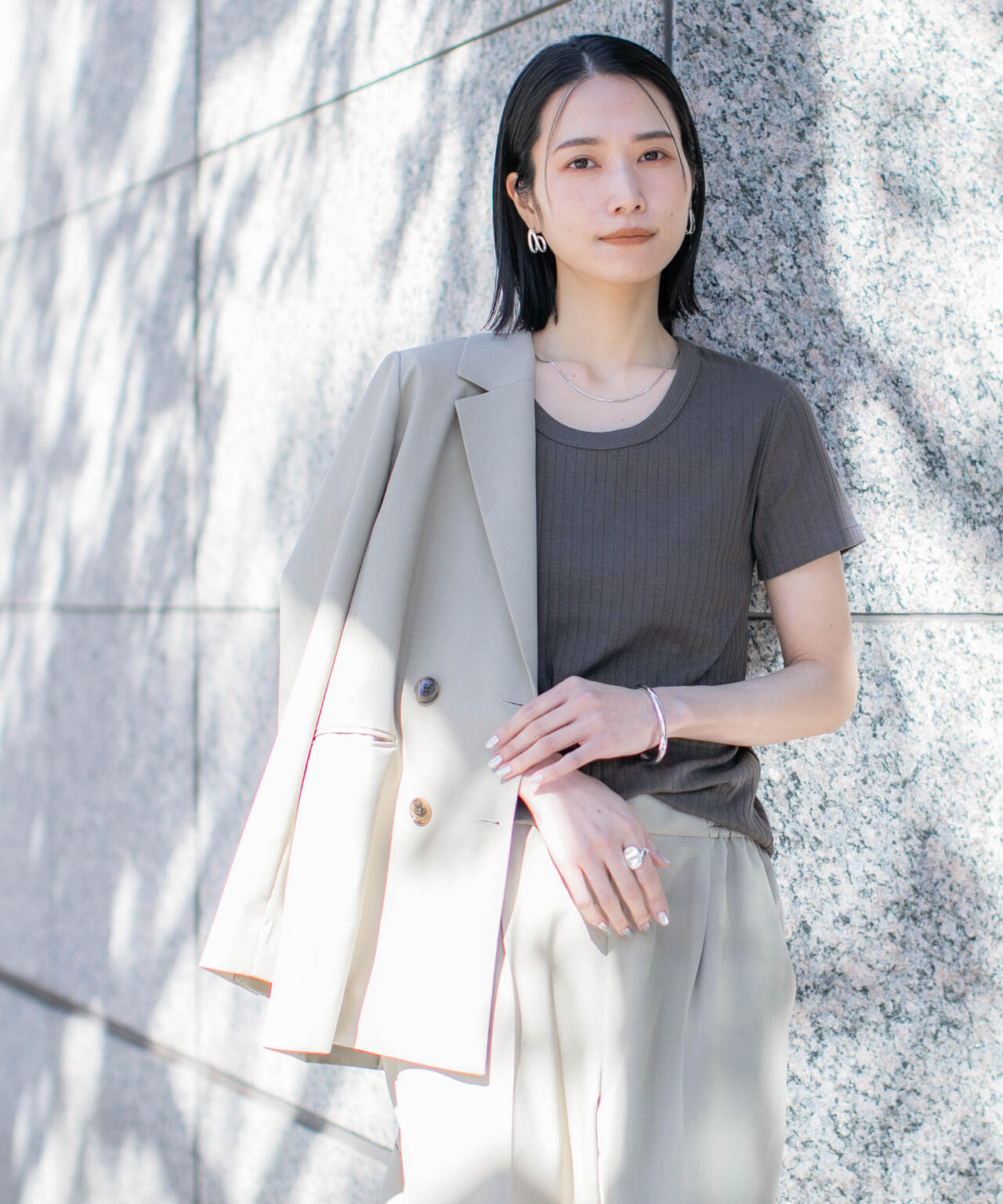 Anti Soaked(R) 汗染み防止コンパクトリブTシャツ 6696124305