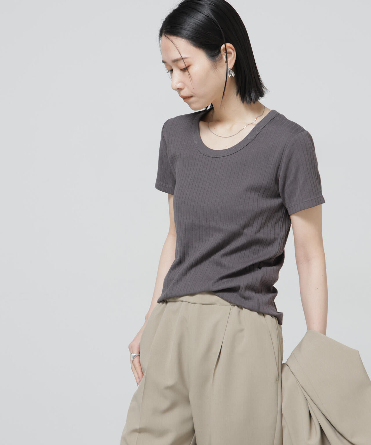 Anti Soaked(R) 汗染み防止コンパクトリブTシャツ 6696124305