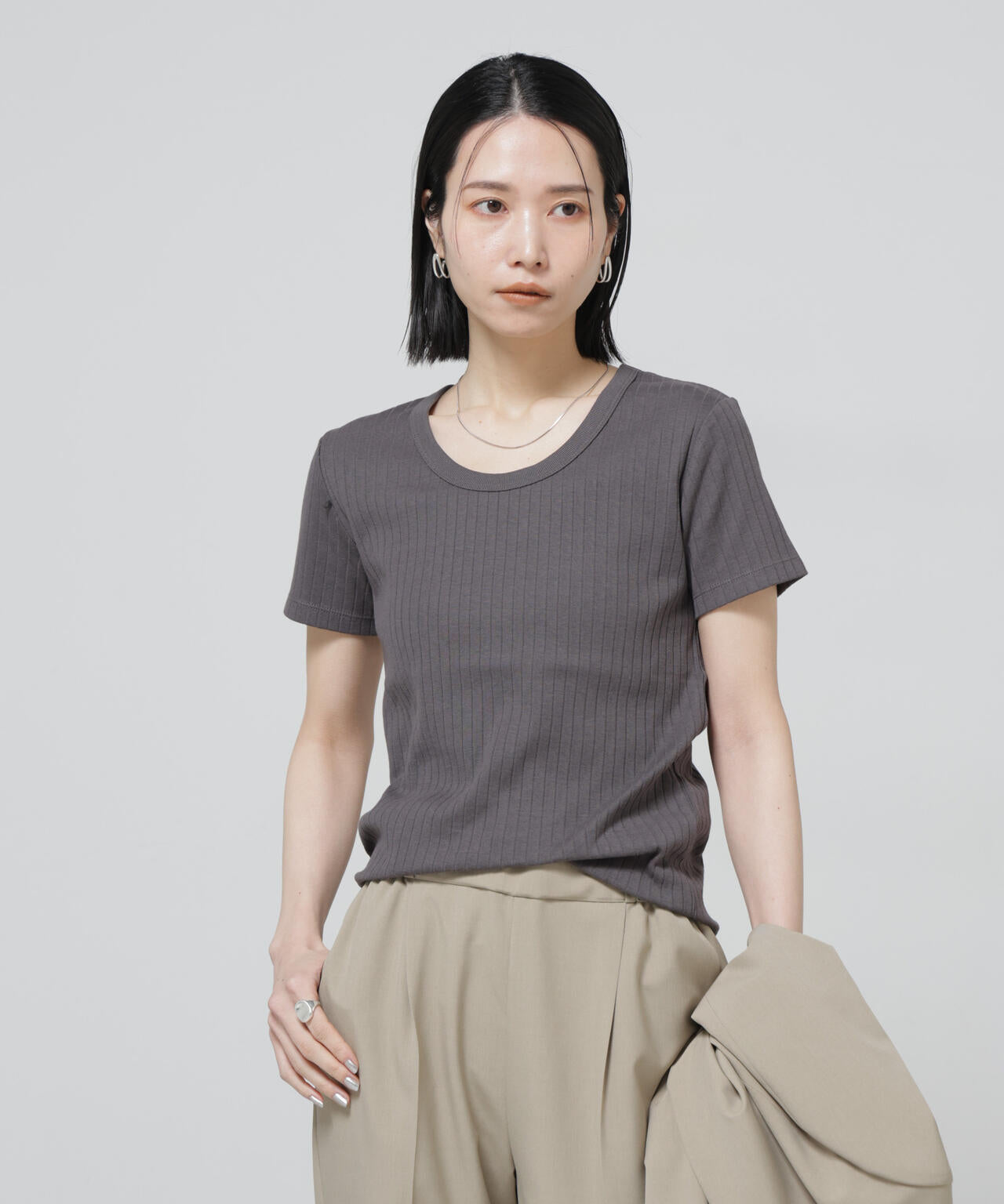 Anti Soaked(R) 汗染み防止コンパクトリブTシャツ 6696124305