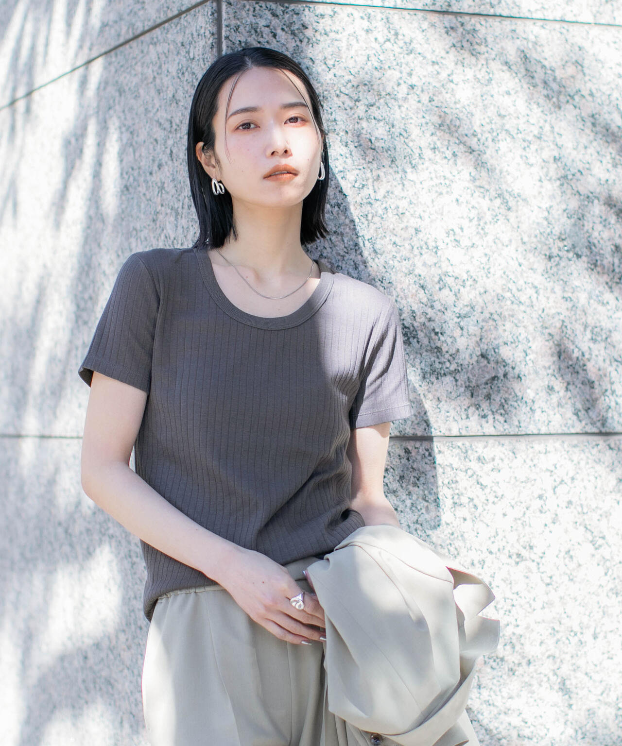 Anti Soaked(R) 汗染み防止コンパクトリブTシャツ 6696124305