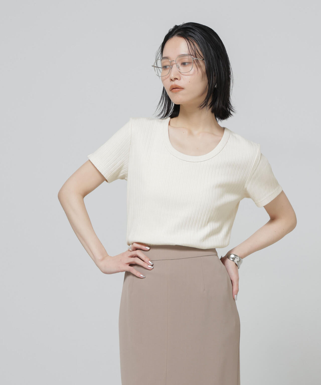 Anti Soaked(R) 汗染み防止コンパクトリブTシャツ 6696124305