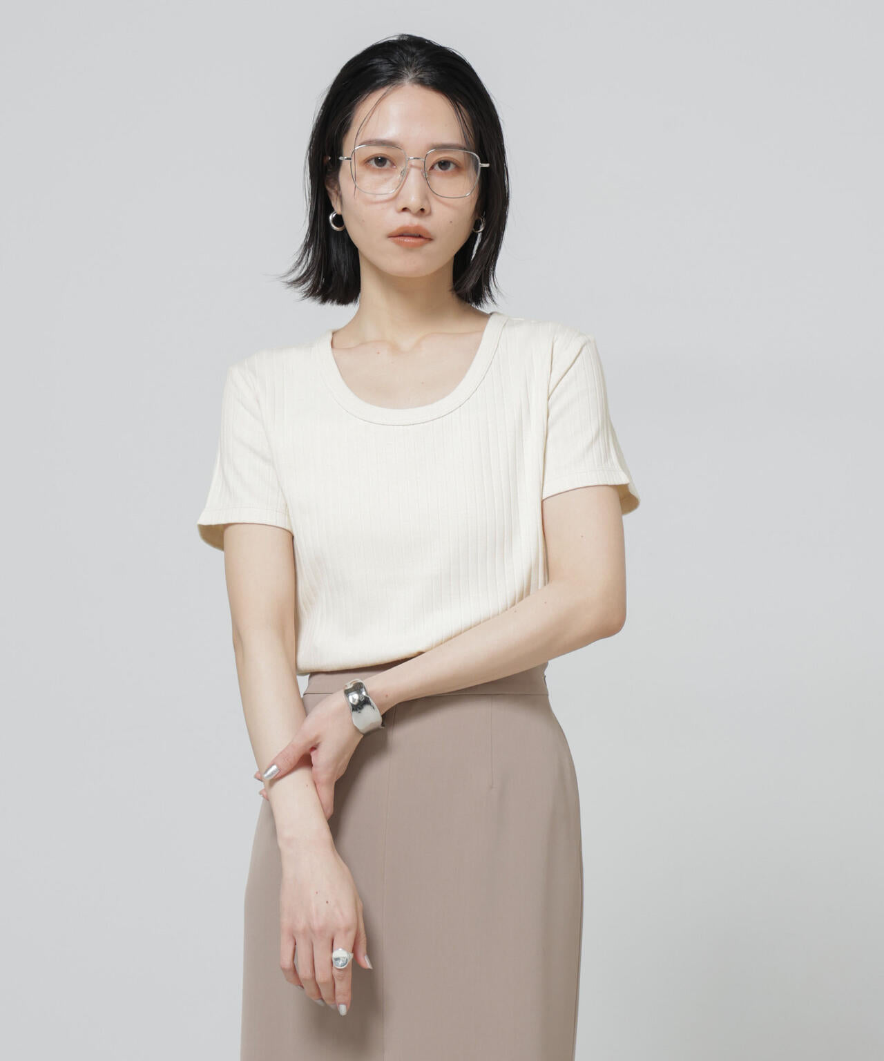 Anti Soaked(R) 汗染み防止コンパクトリブTシャツ 6696124305