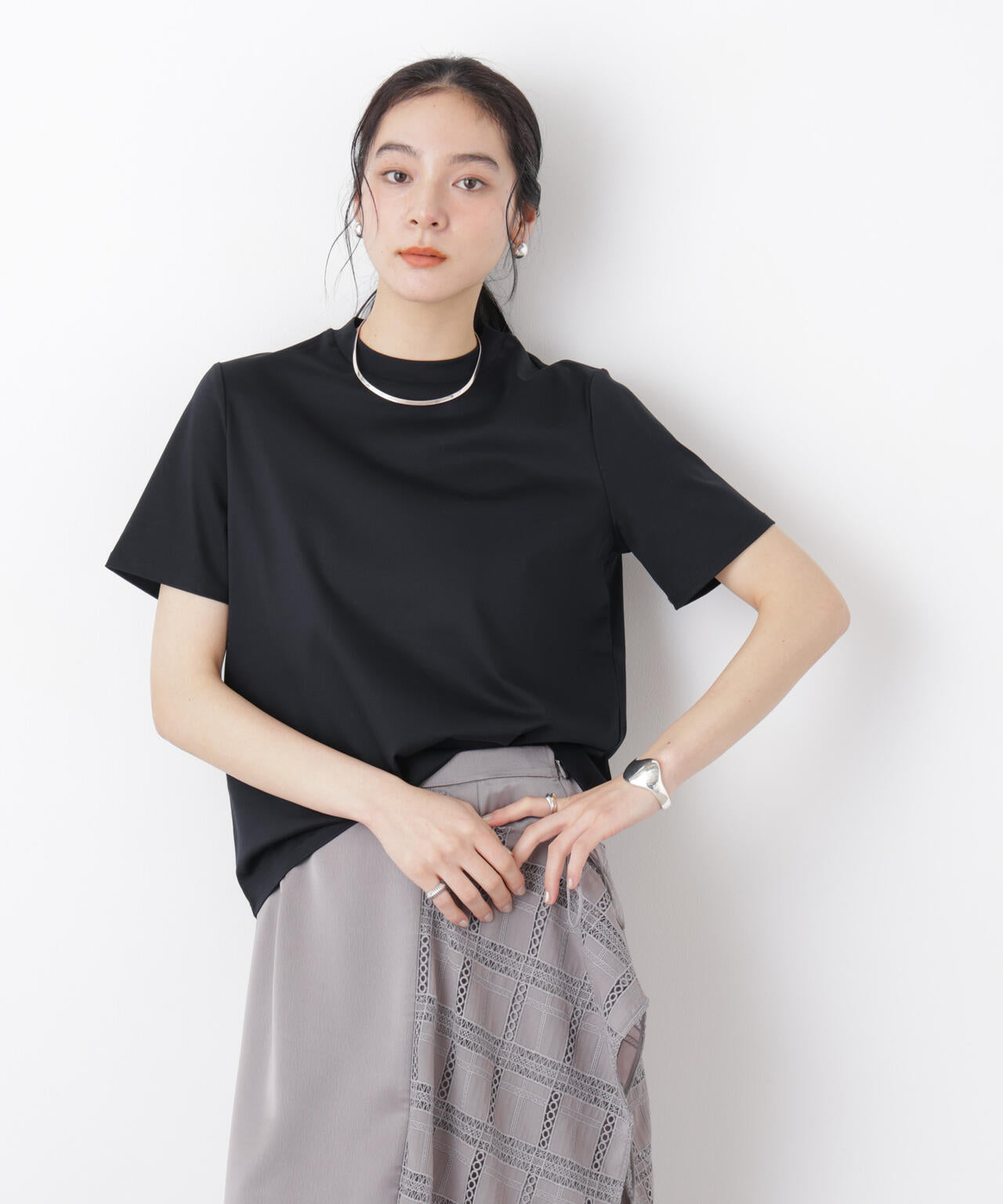 DressT/シルケットスムースモックネックTシャツ 6696124309