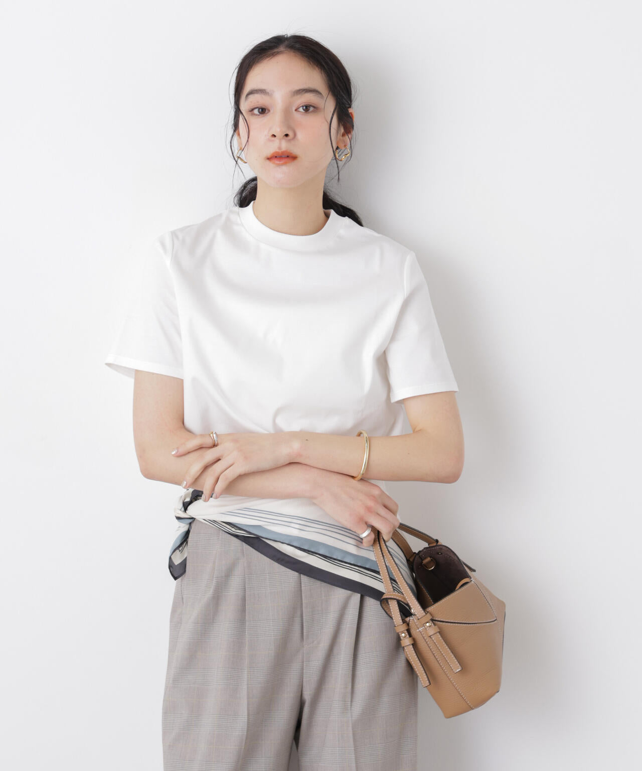 DressT/シルケットスムースモックネックTシャツ 6696124309