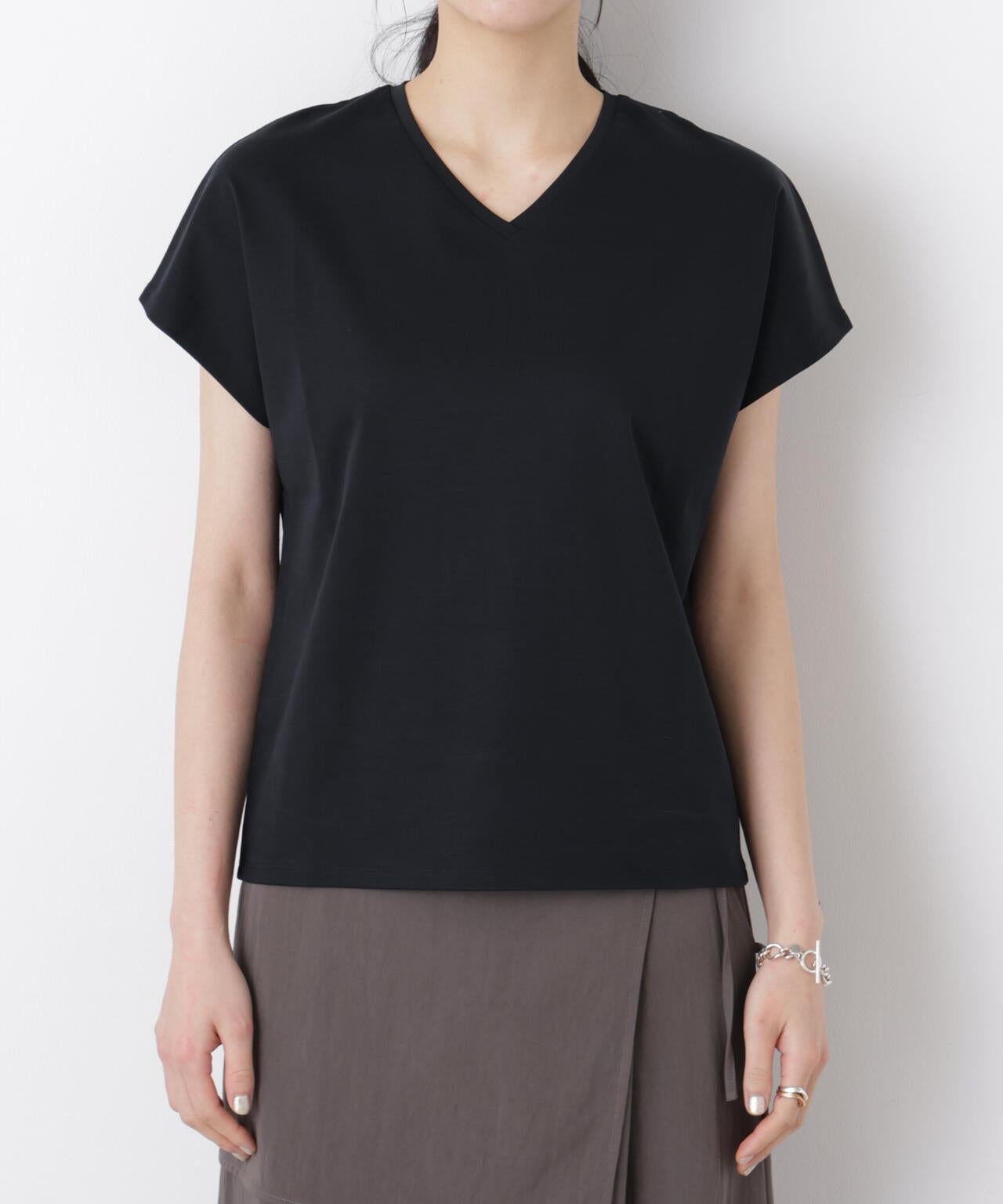 DressT/シルケットスムースVネックソフトドルマンTシャツ 6696124310