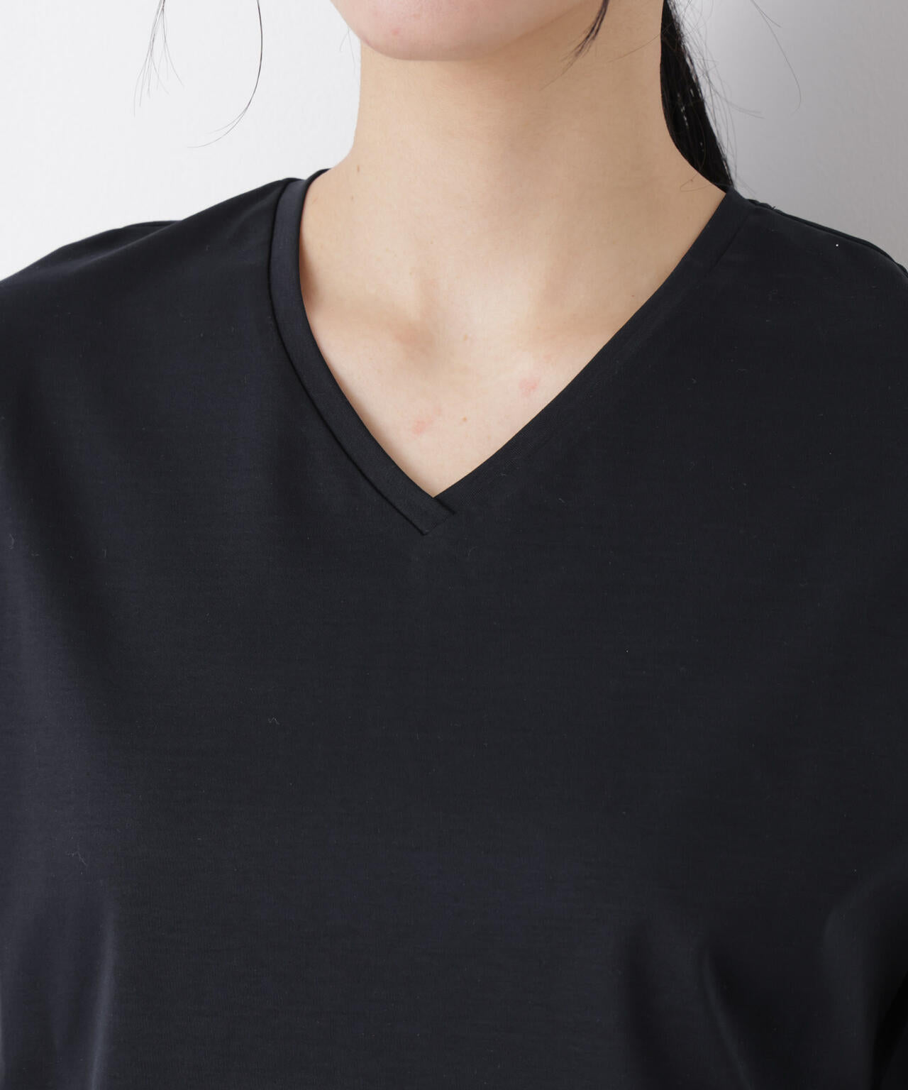 DressT / シルケットスムース Vネック ソフトドルマン Tシャツ