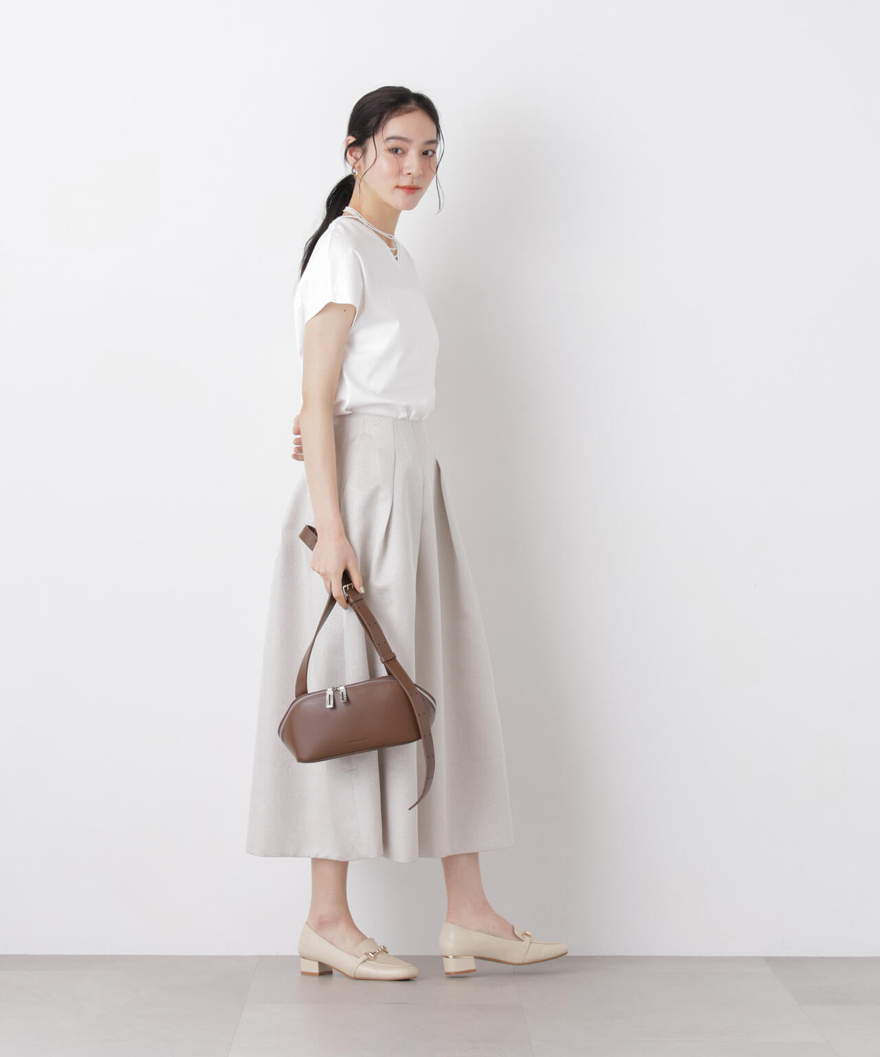 DressT/シルケットスムースVネックソフトドルマンTシャツ 6696124310