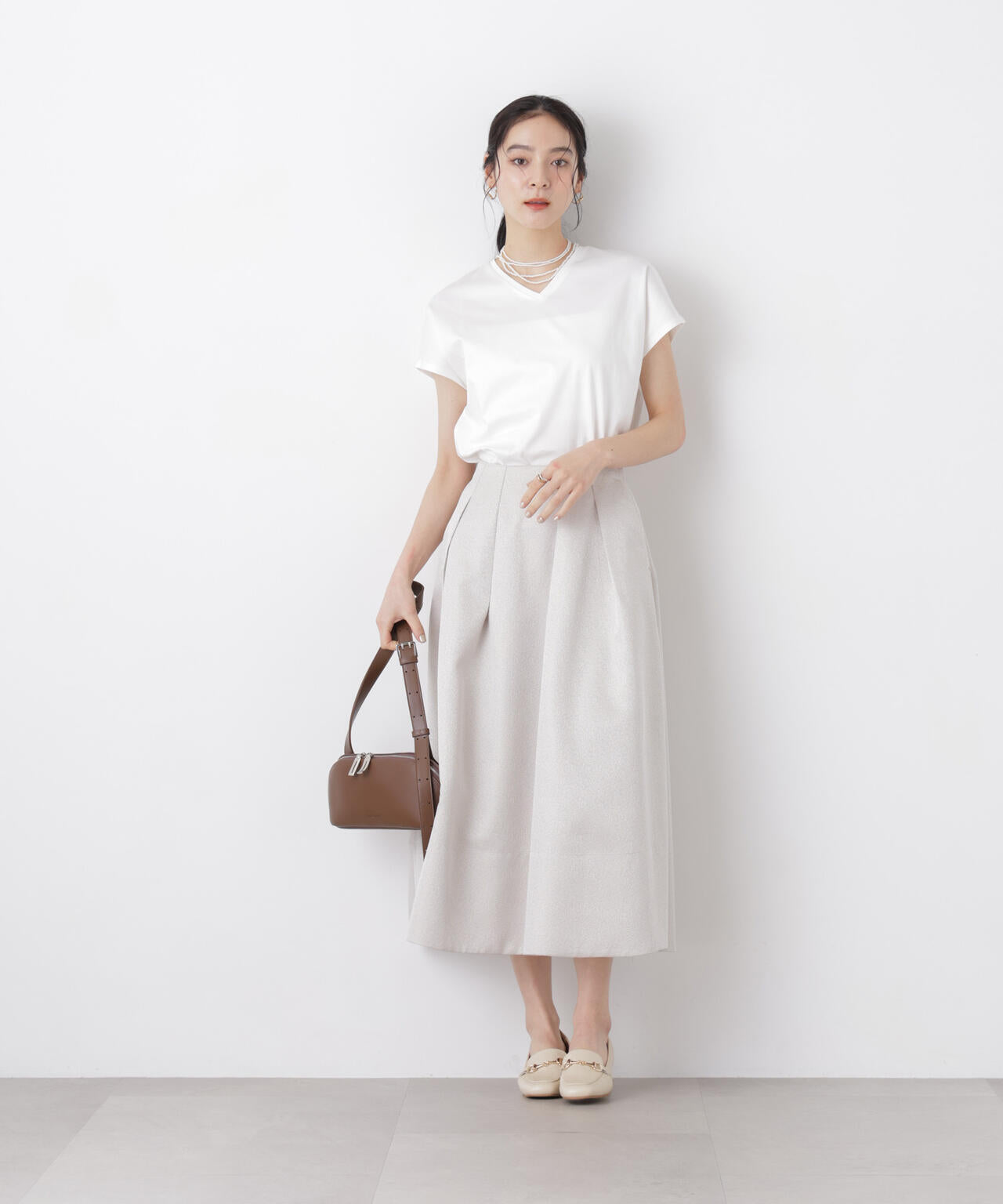 DressT/シルケットスムースVネックソフトドルマンTシャツ 6696124310