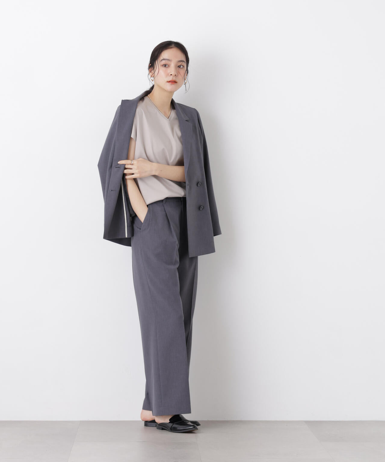 DressT/シルケットスムースVネックソフトドルマンTシャツ 6696124310