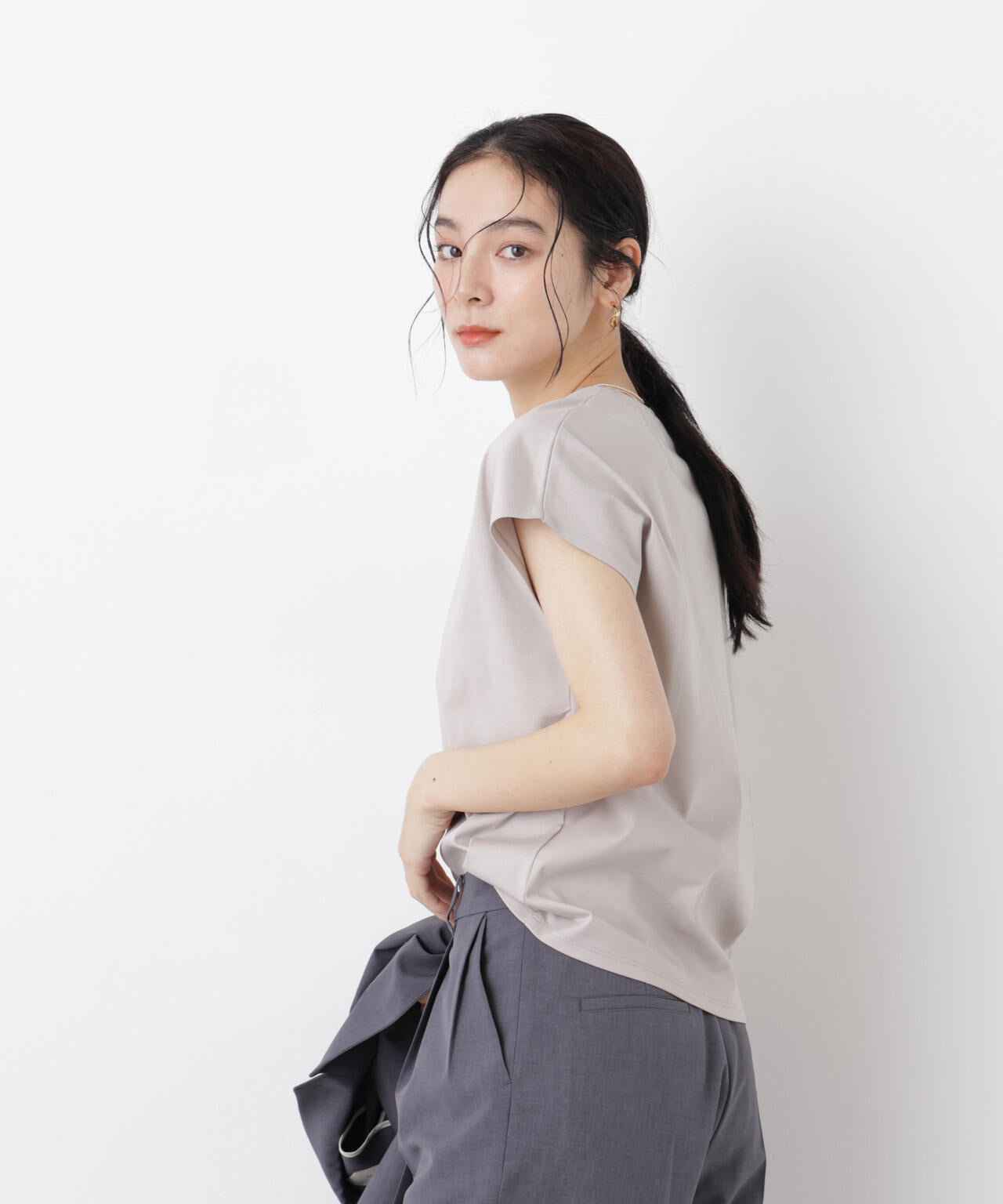 DressT/シルケットスムースVネックソフトドルマンTシャツ 6696124310