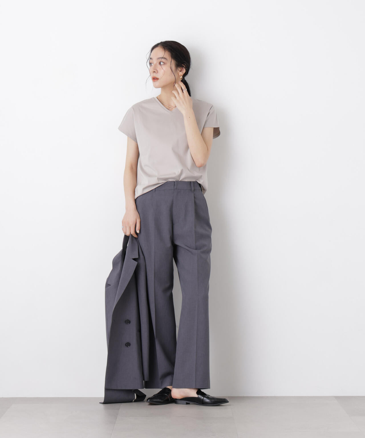 DressT/シルケットスムースVネックソフトドルマンTシャツ 6696124310